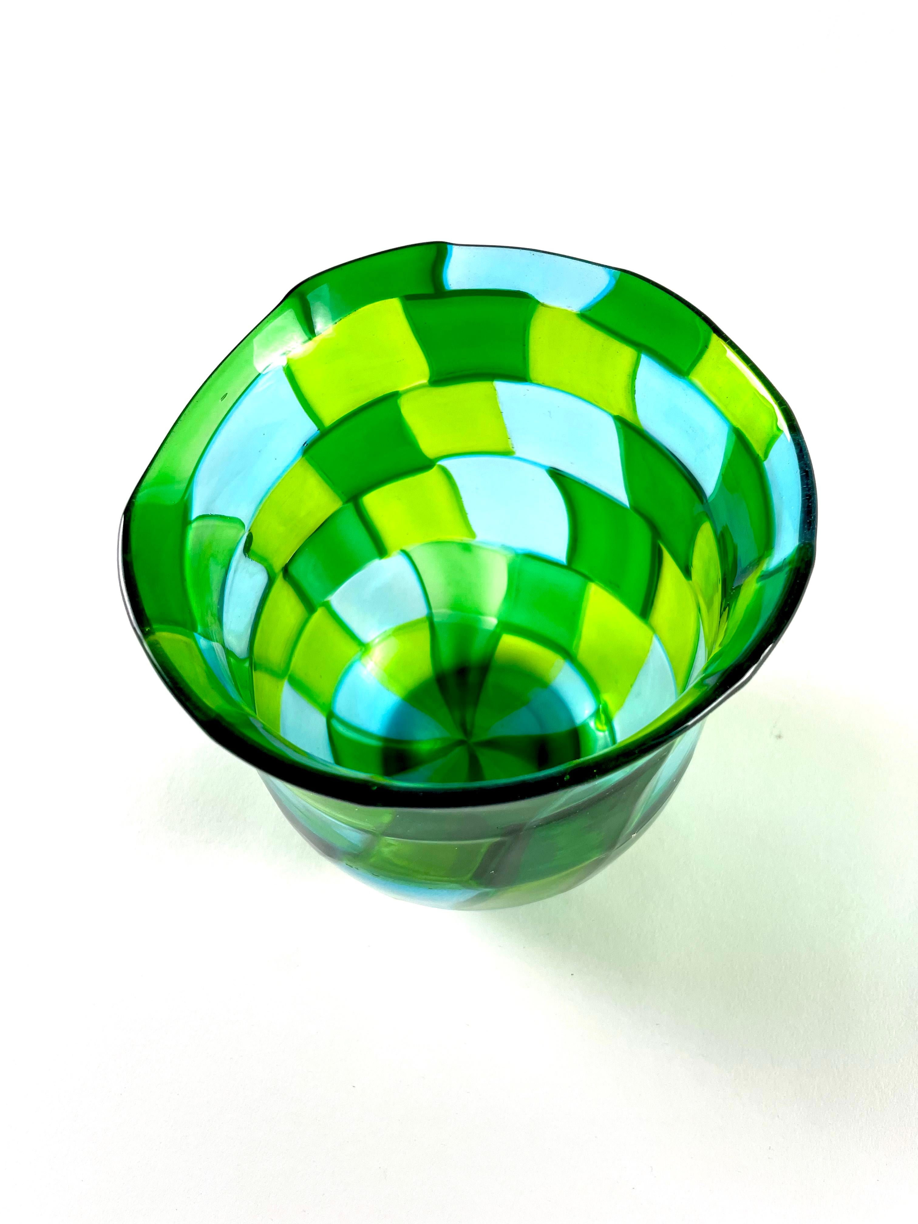 Arts and Crafts TESSERATO, green glass by FRATELLI TOSO Murano, 1979 circa For Sale