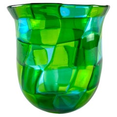 Vintage TESSERATO, green glass by FRATELLI TOSO Murano, 1979 circa