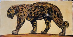 The Jaguar Cat Contemporary French Signed Oil Painting