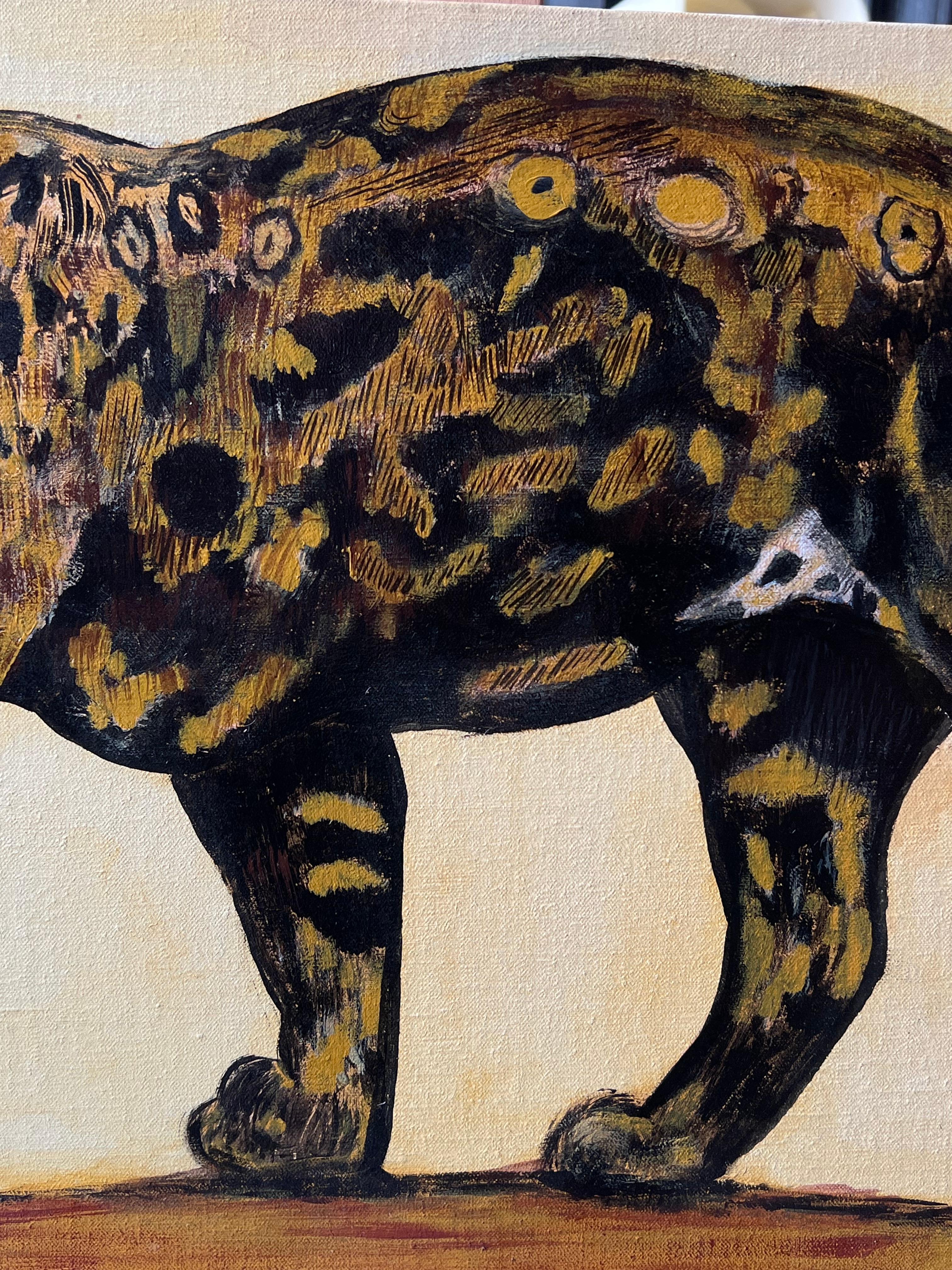 The Jaguar Cat Contemporary French Signed Oil Painting For Sale 2