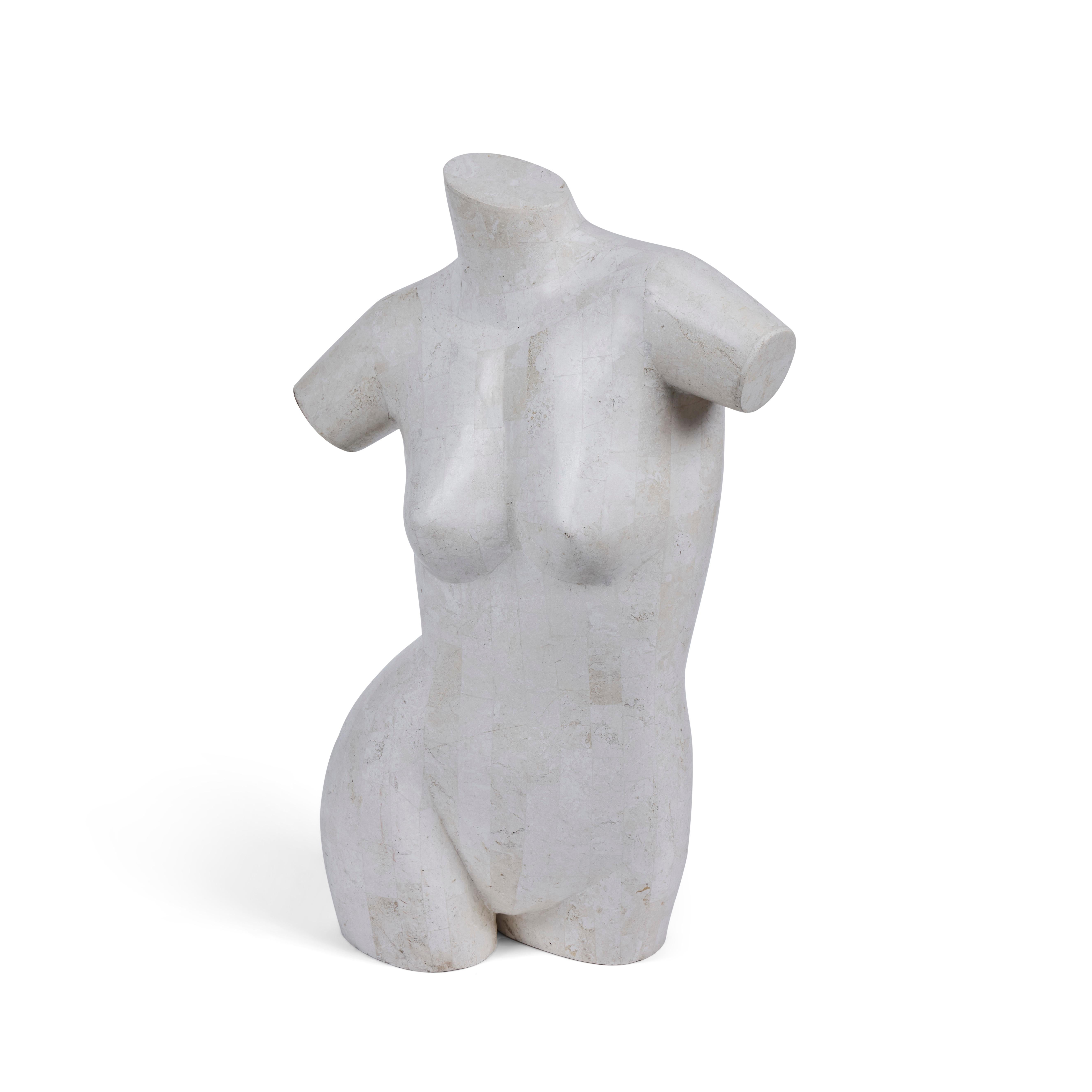 Large female nude sculpture covered in tessilated travertine marble tiles by Maitland  Smith, 1970's/1980's.  Classic, yet modern design. Very good vintage condition.