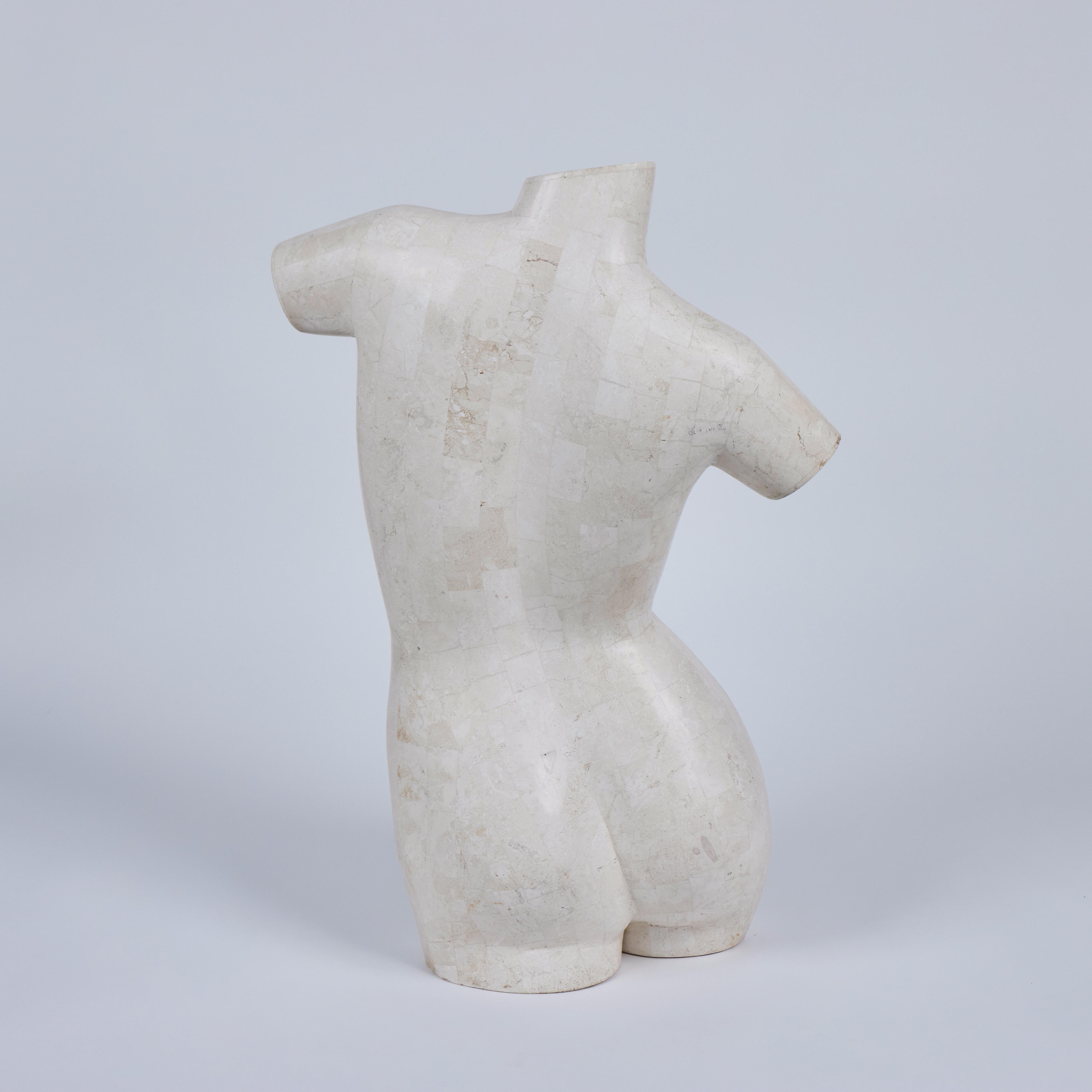 Tessilated Travertine Marble Female Nude Sculpture, Maitland Smith In Good Condition For Sale In Pasadena, CA