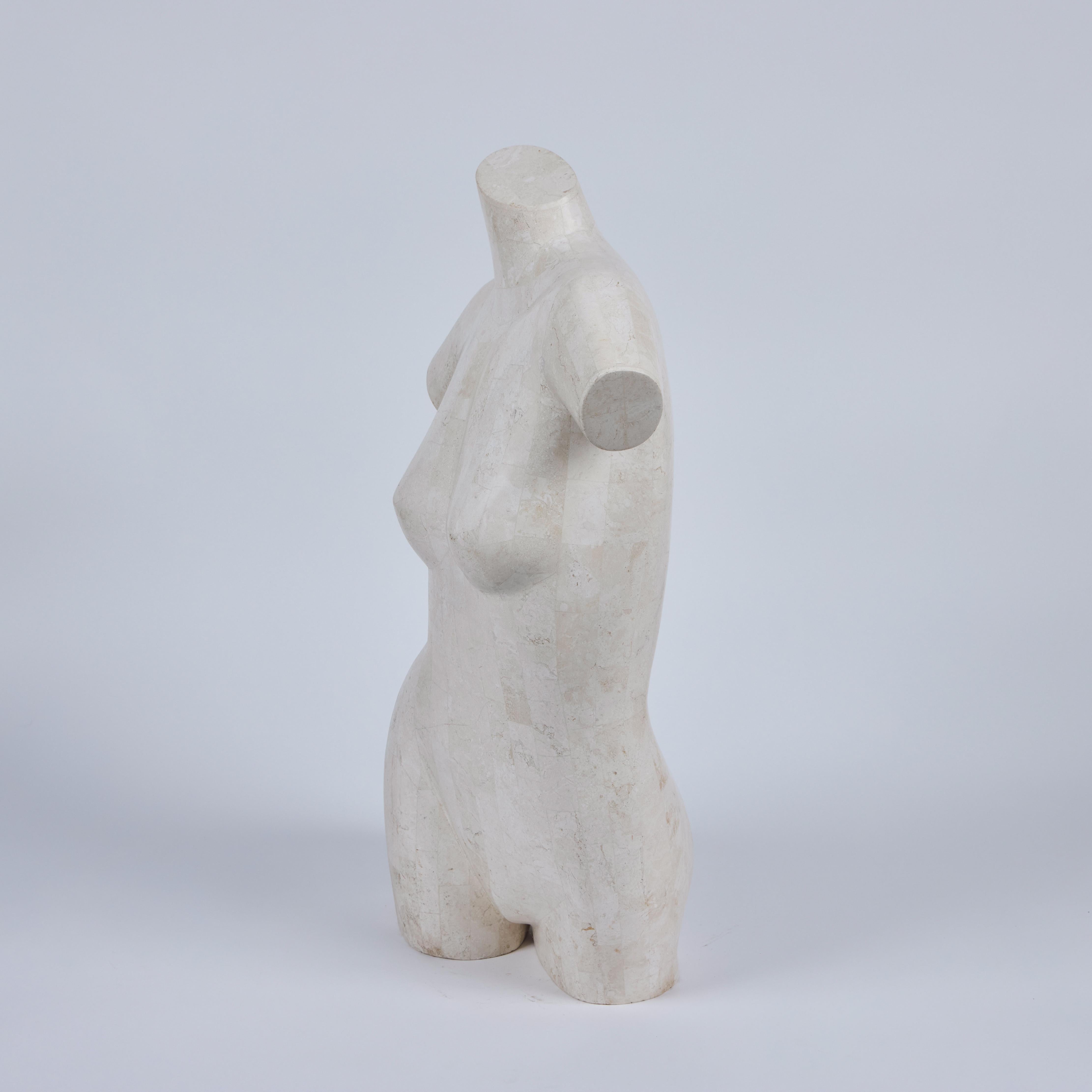 20th Century Tessilated Travertine Marble Female Nude Sculpture, Maitland Smith For Sale