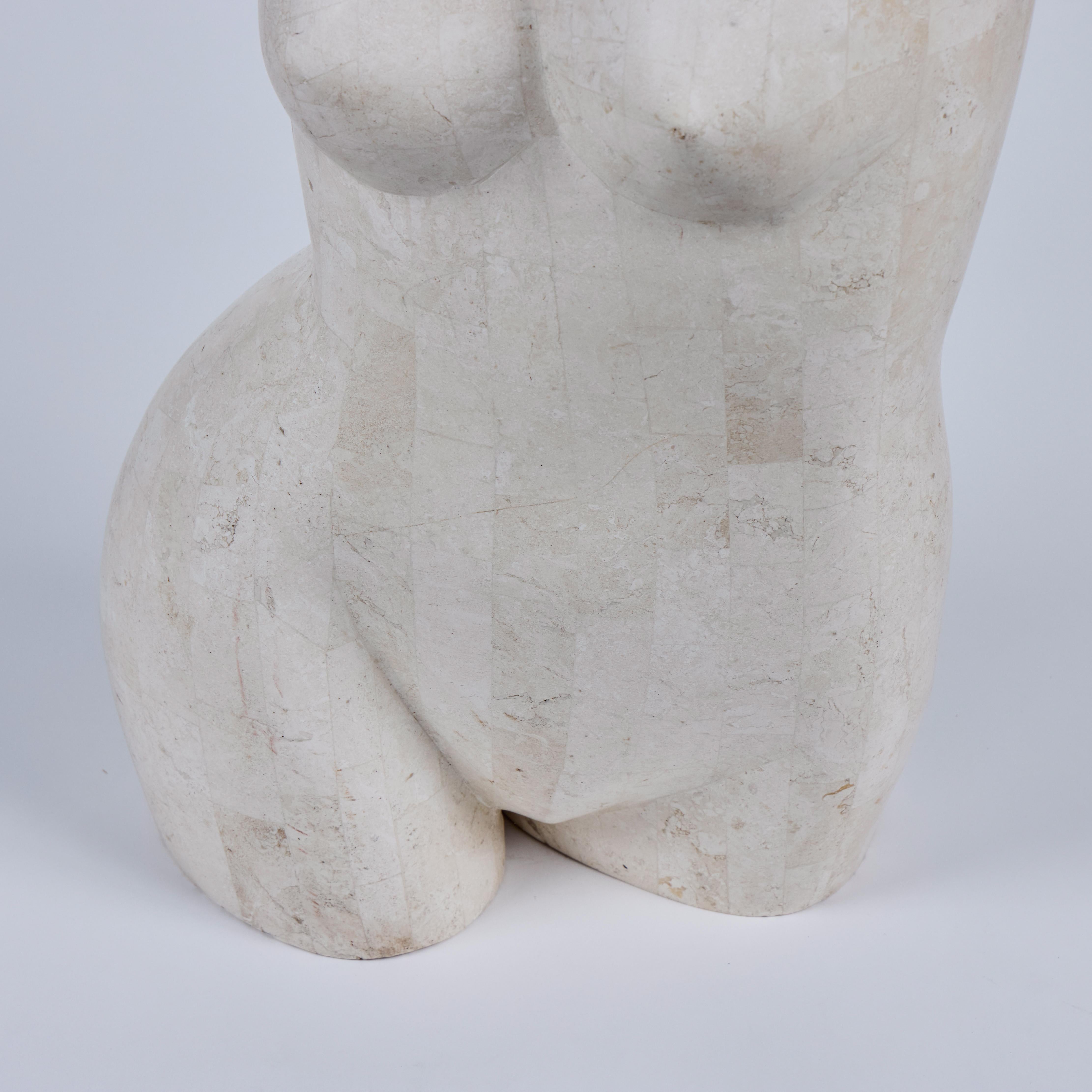 Tessilated Travertine Marble Female Nude Sculpture, Maitland Smith For Sale 2