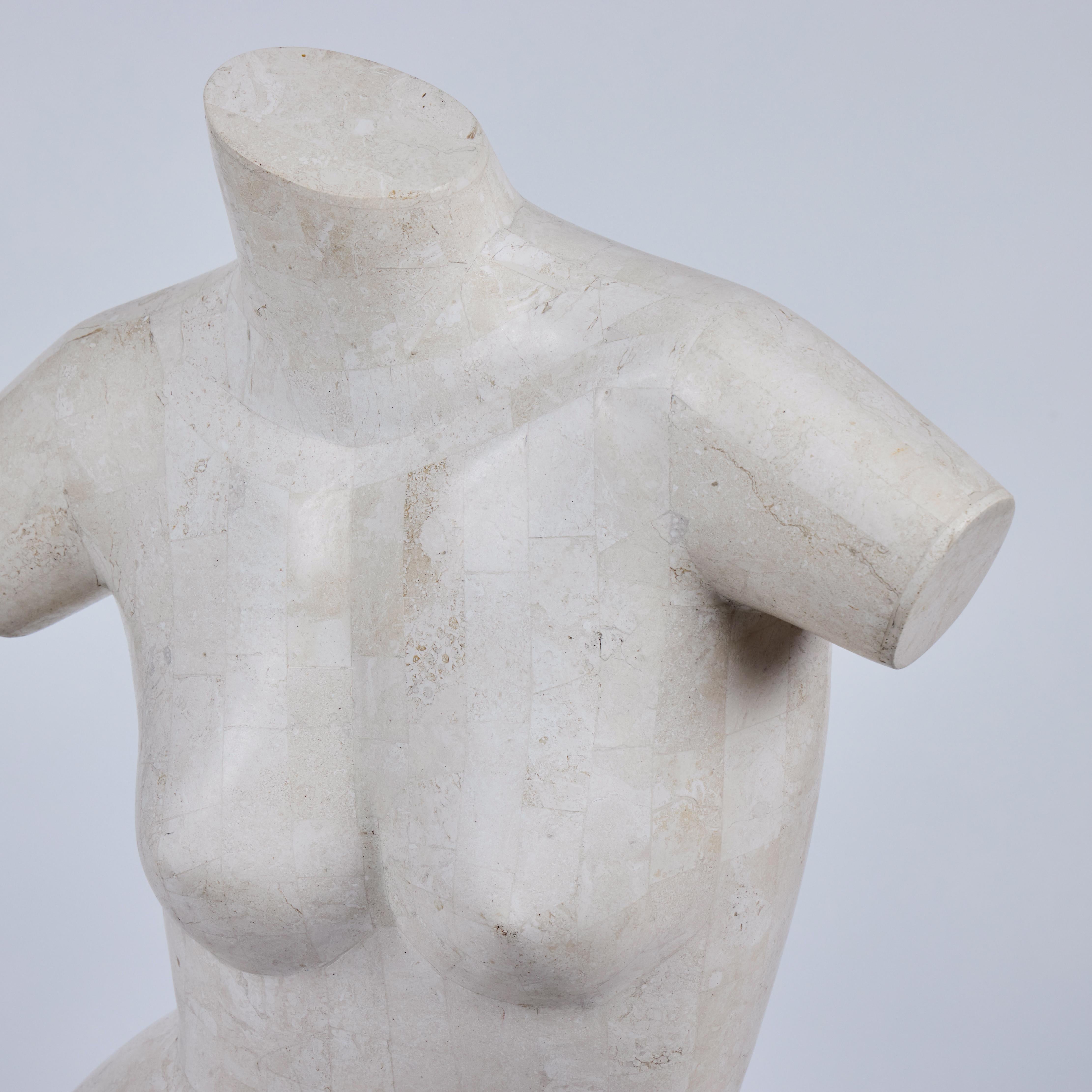 Tessilated Travertine Marble Female Nude Sculpture, Maitland Smith For Sale 3