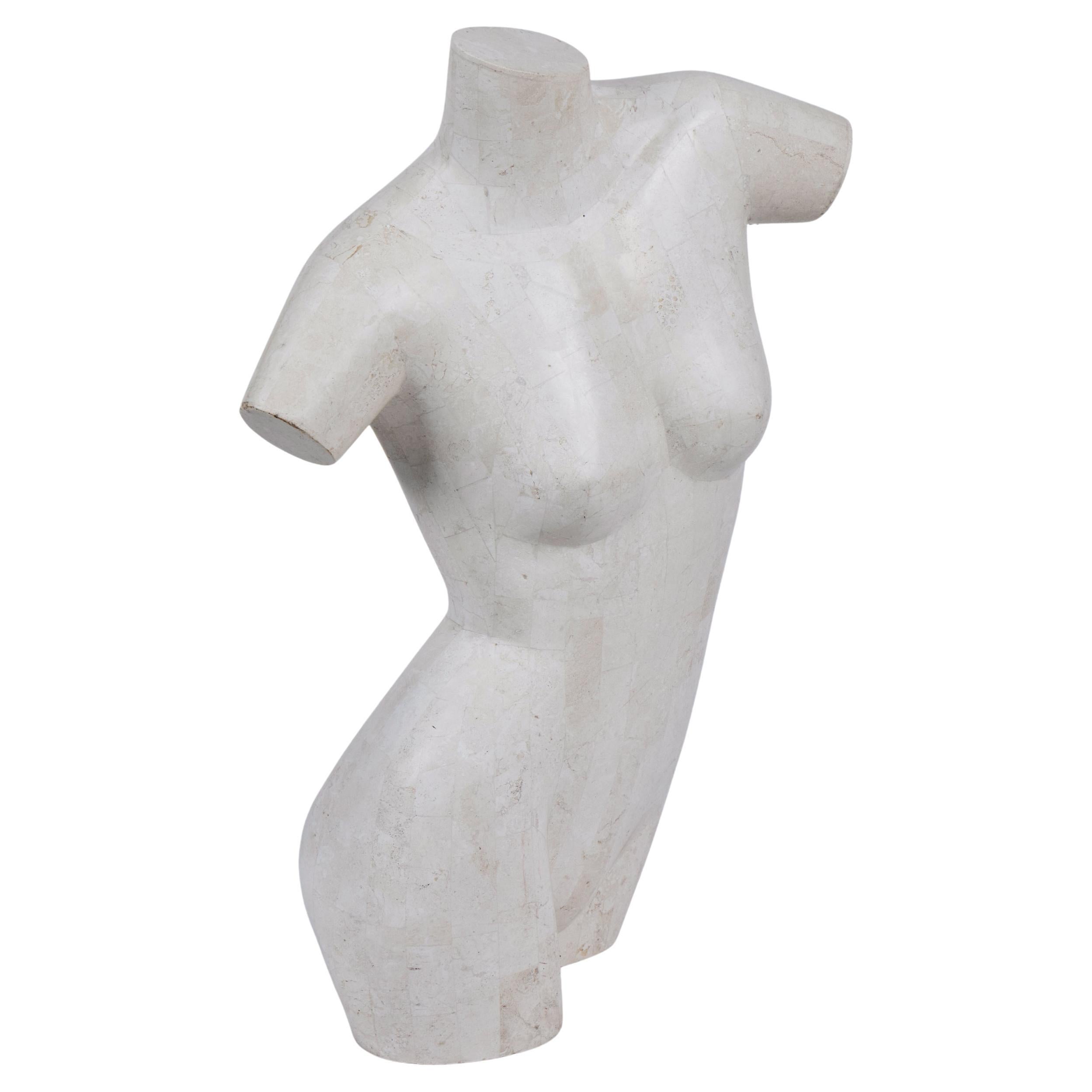 Tessilated Travertine Marble Female Nude Sculpture, Maitland Smith