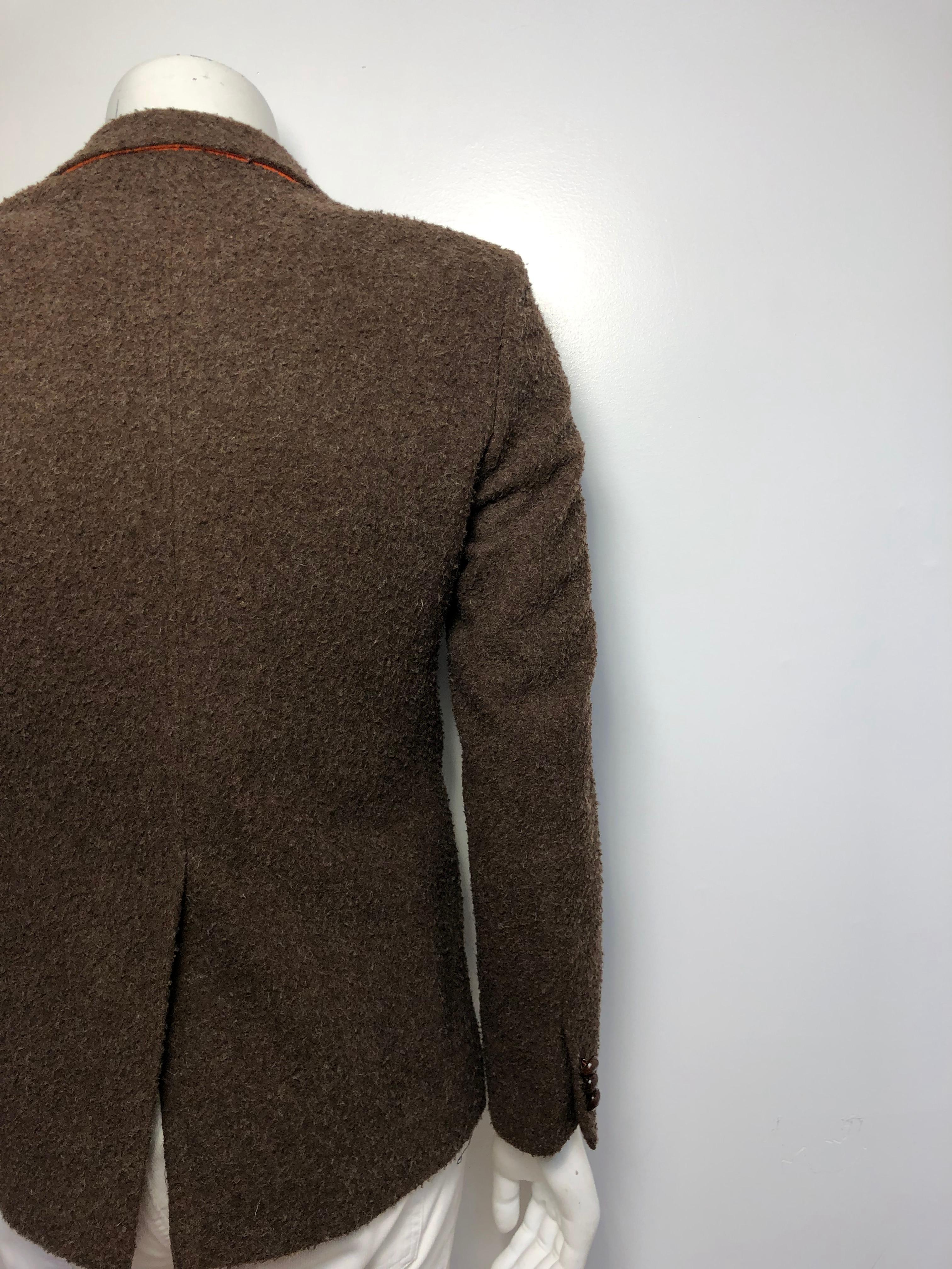 Tessilnova Mens 46 Textured Brown Wool Jacket  5