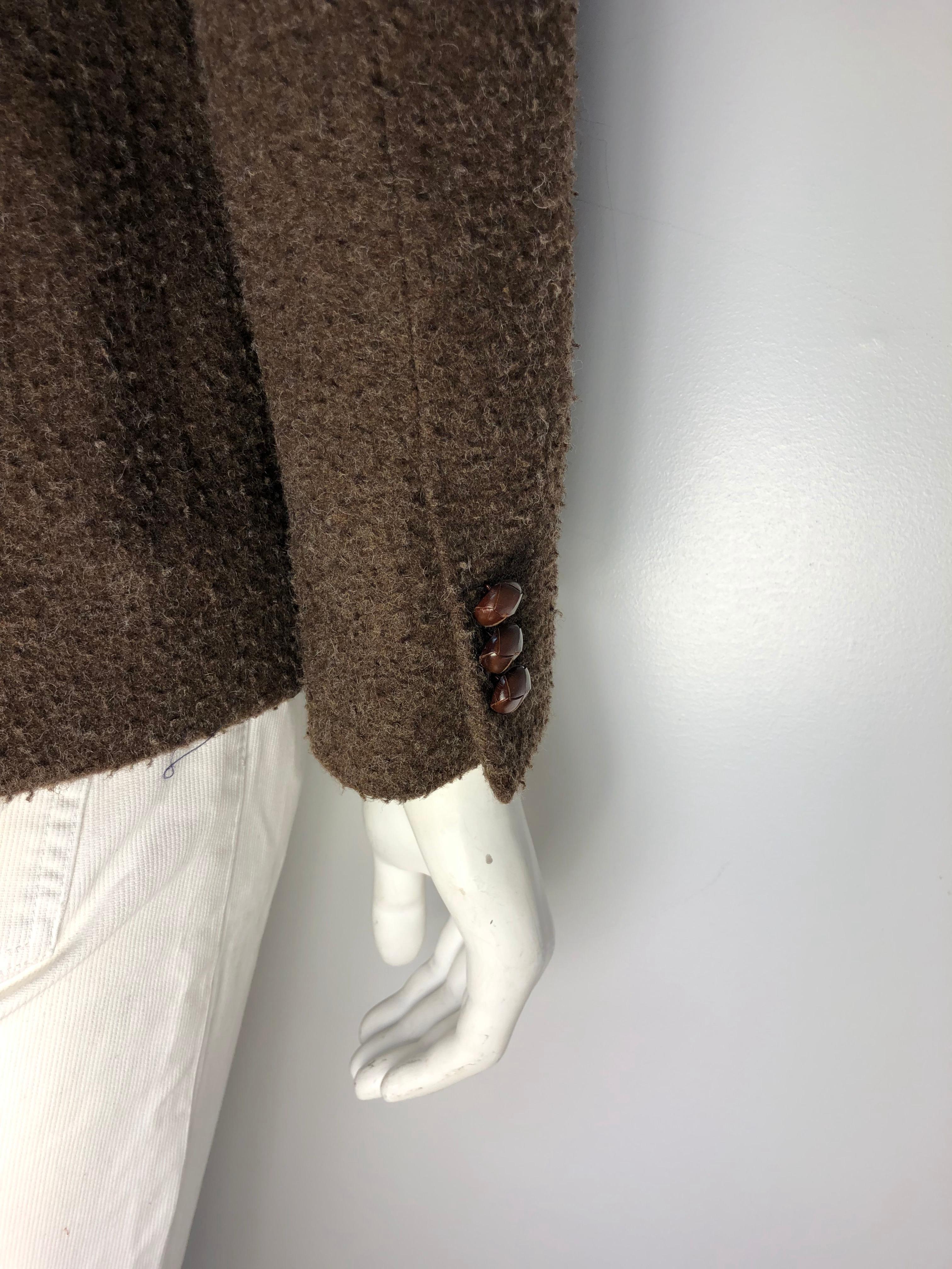 Tessilnova Mens 46 Textured Brown Wool Jacket  6