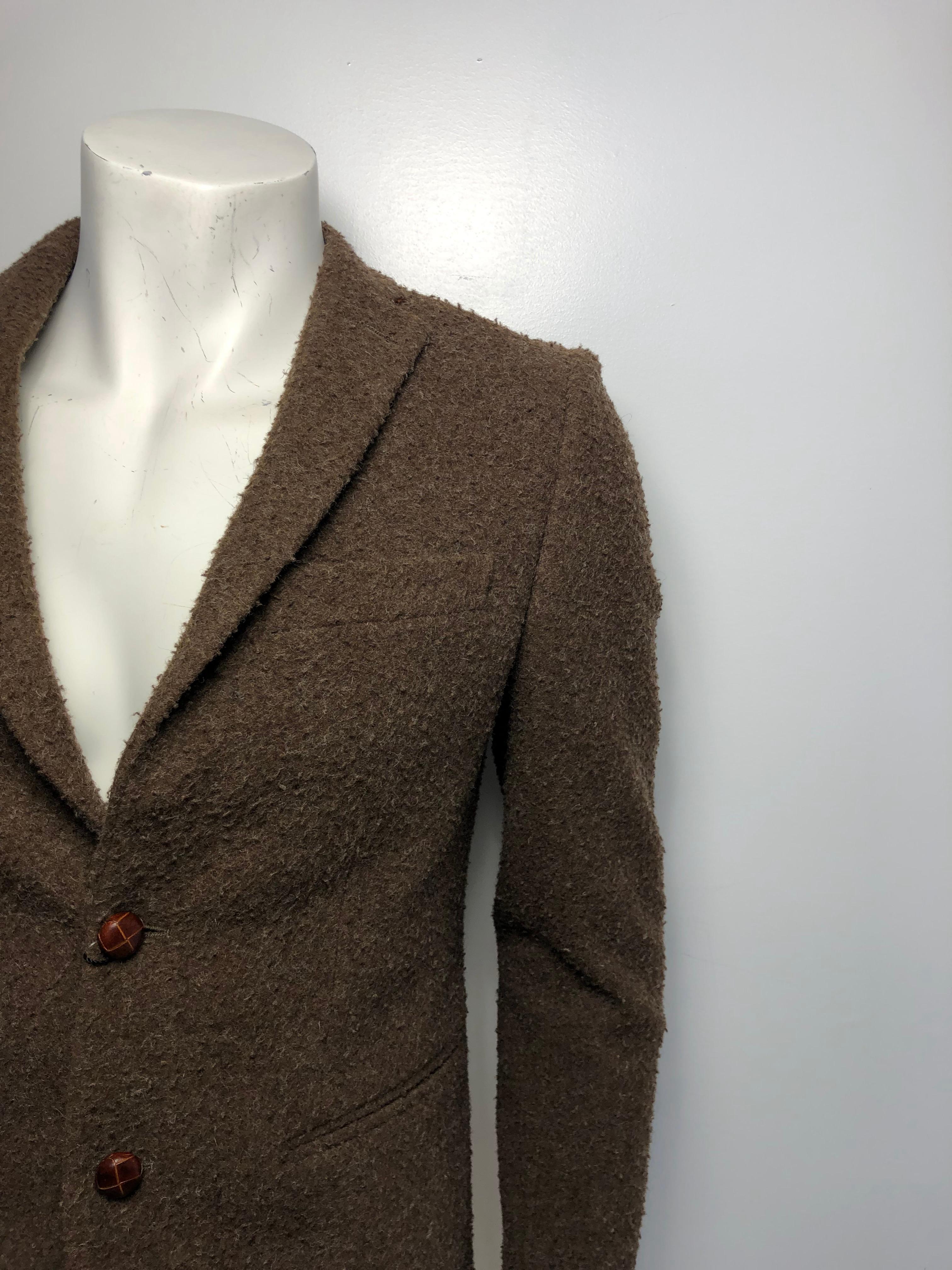 Black Tessilnova Mens 46 Textured Brown Wool Jacket 
