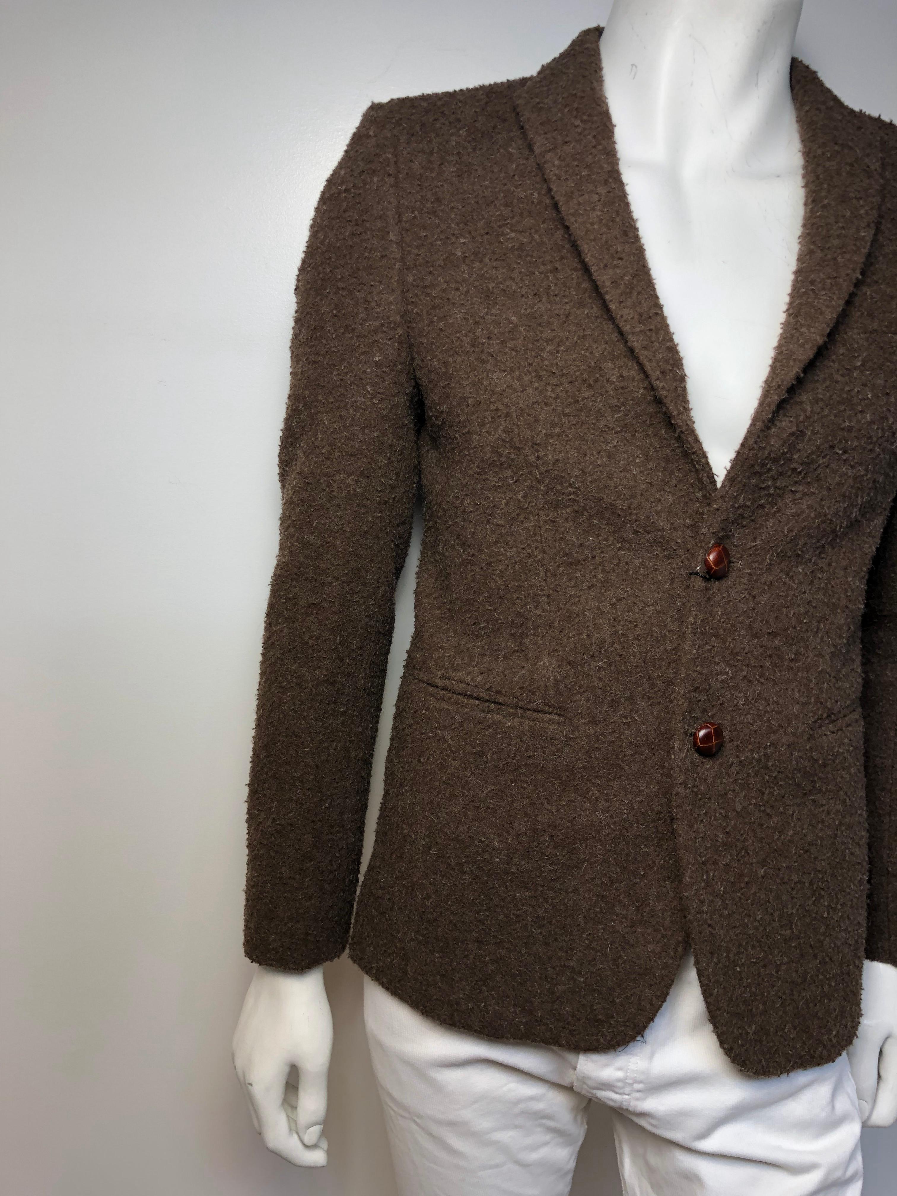 Men's Tessilnova Mens 46 Textured Brown Wool Jacket 