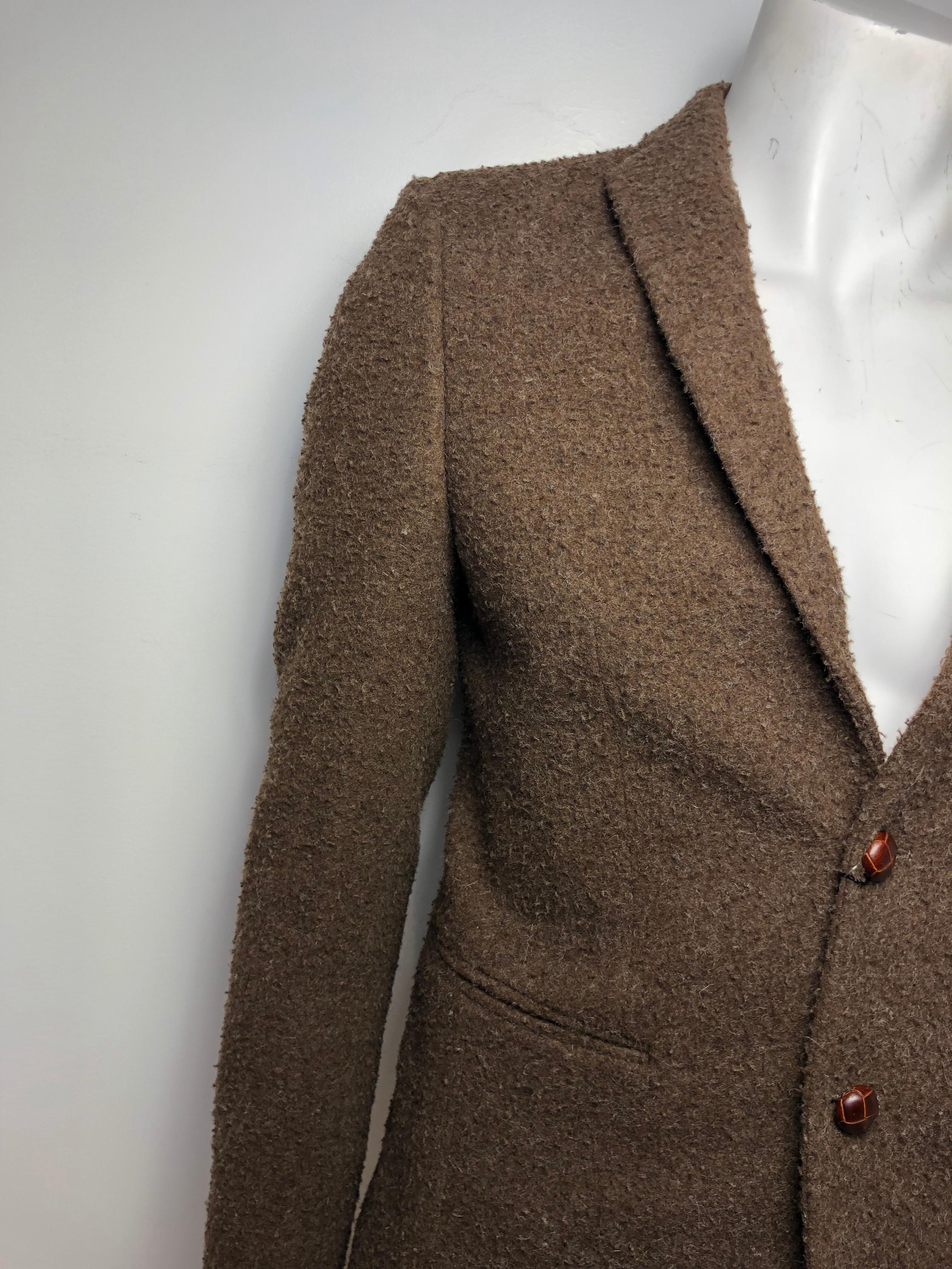 Tessilnova Mens 46 Textured Brown Wool Jacket  1