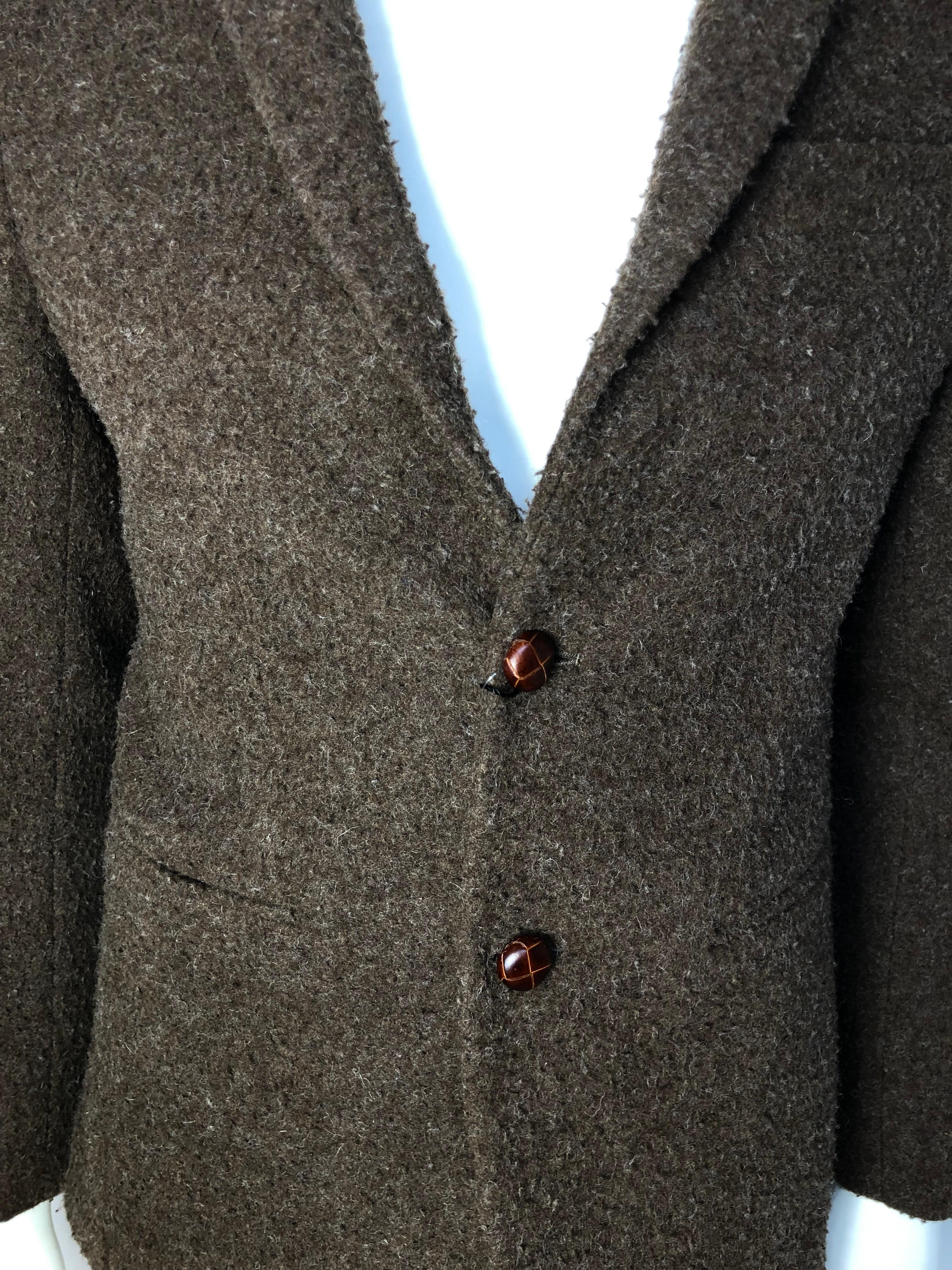 Tessilnova Mens 46 Textured Brown Wool Jacket  2