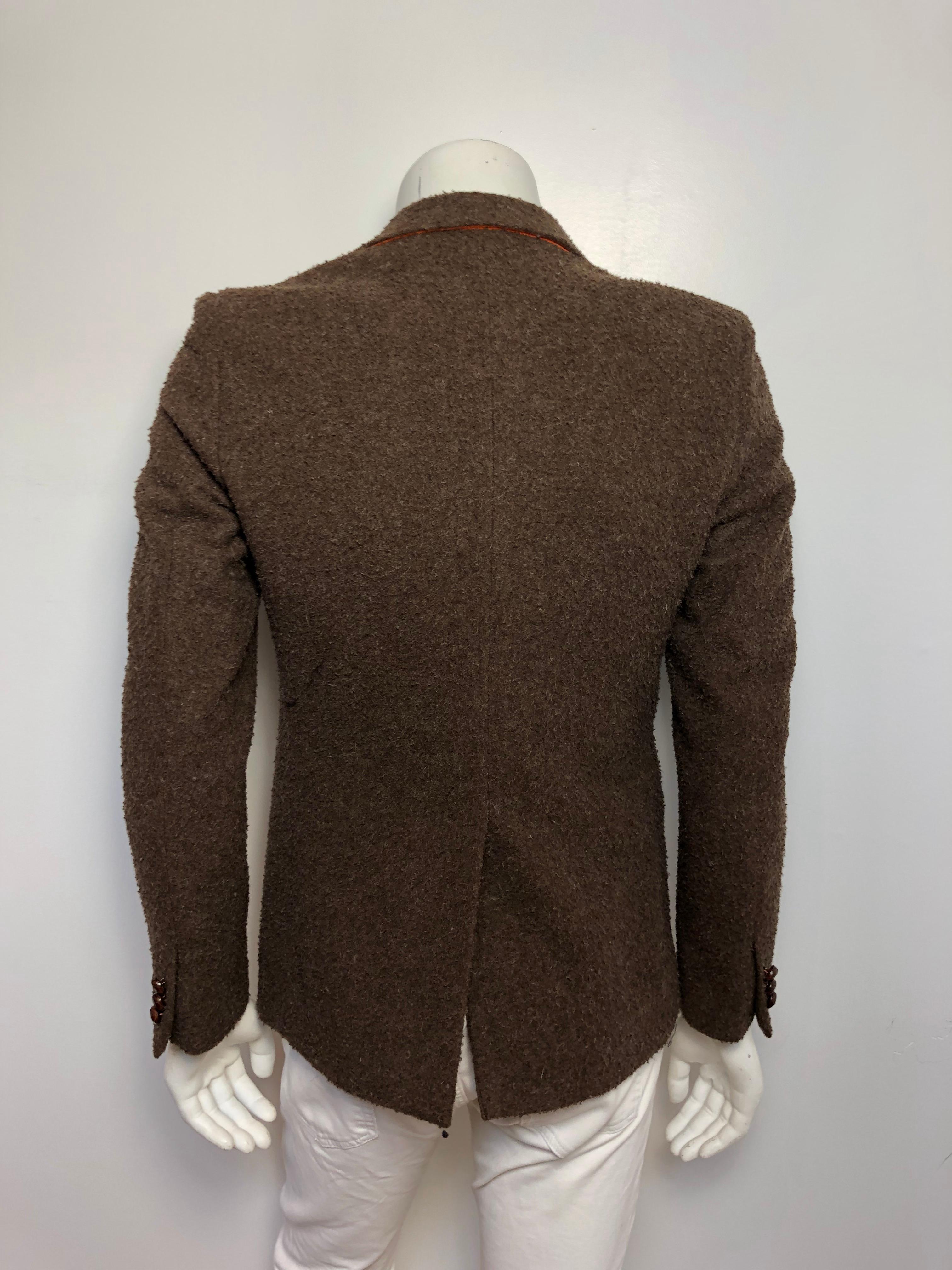 Tessilnova Mens 46 Textured Brown Wool Jacket  3