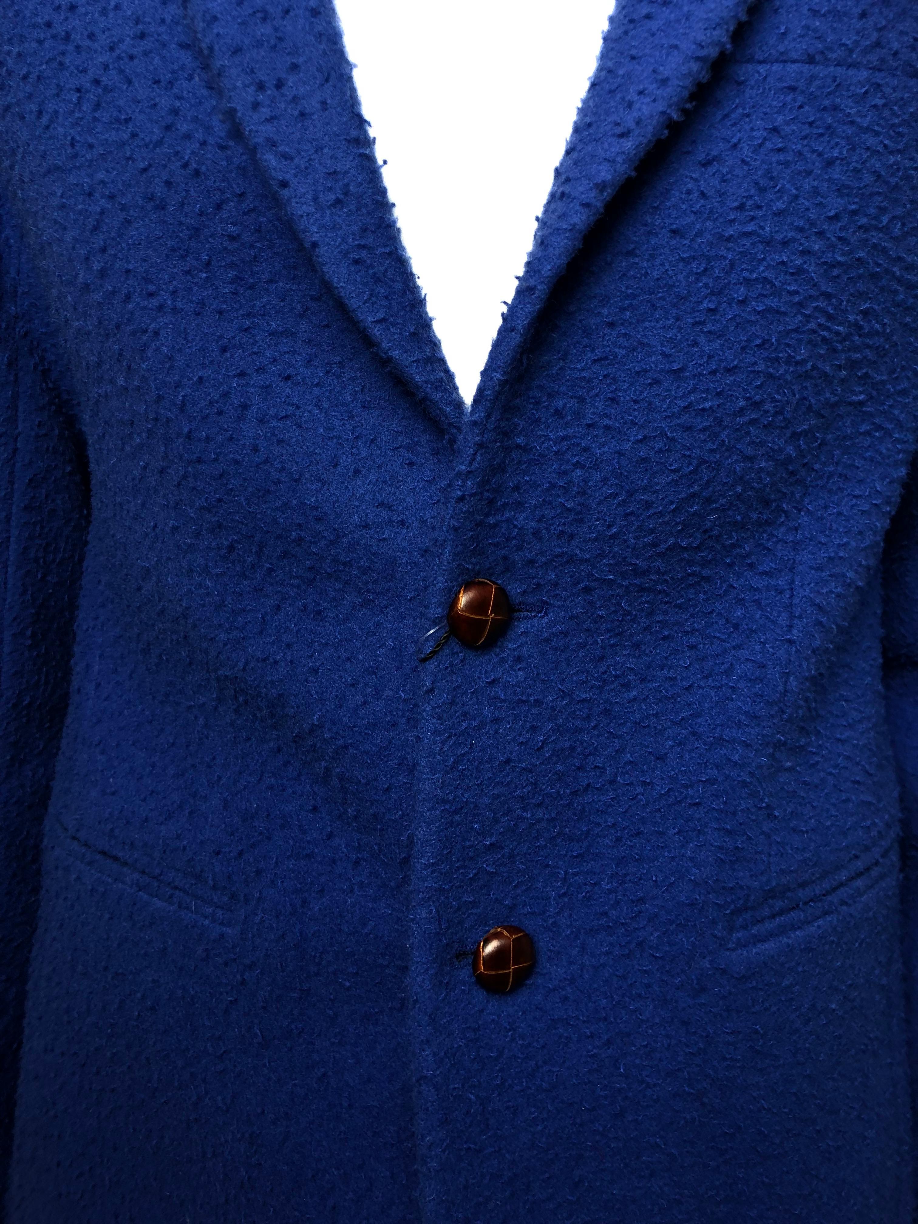 Men's Tessilnova Mens 52 Textured Blue Wool Jacket 