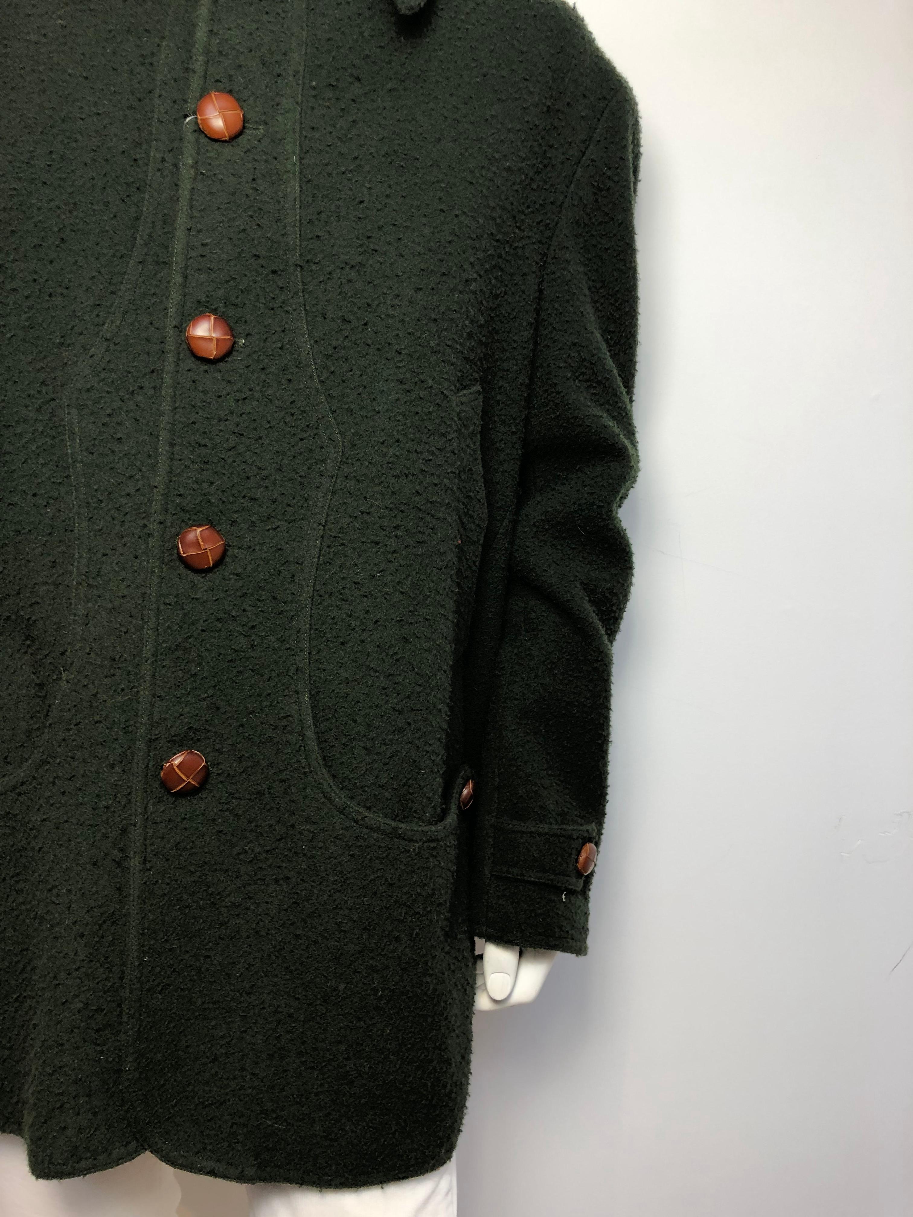 Tessilnova Herren 56 Texturierte Jägerjacke aus grüner Wolle  im Zustand „Neu“ in Bridgehampton, NY