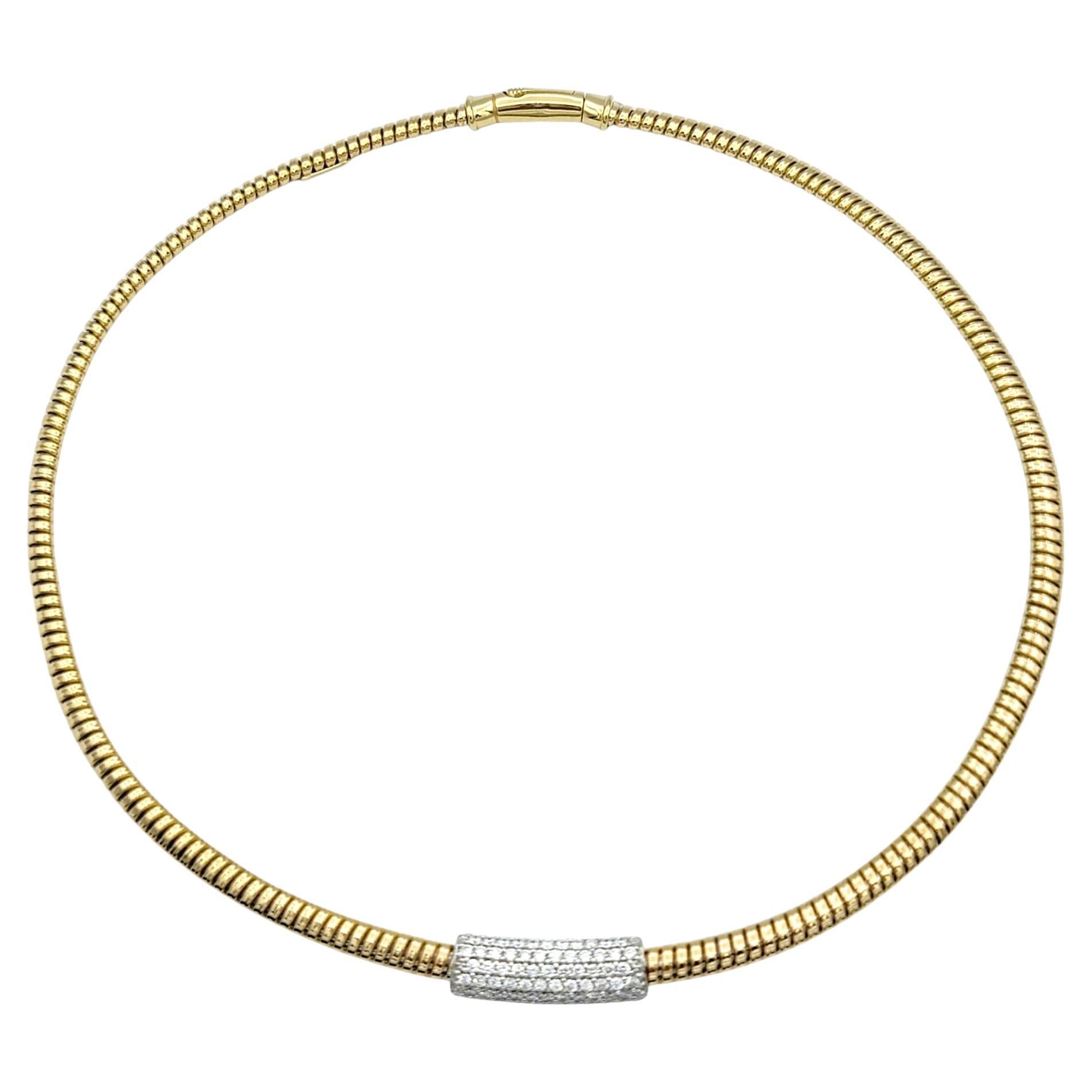 Contemporaneo Collana a girocollo con diamanti Tessitore Diamond Tubogas Style con diamanti in oro 18 carati in vendita