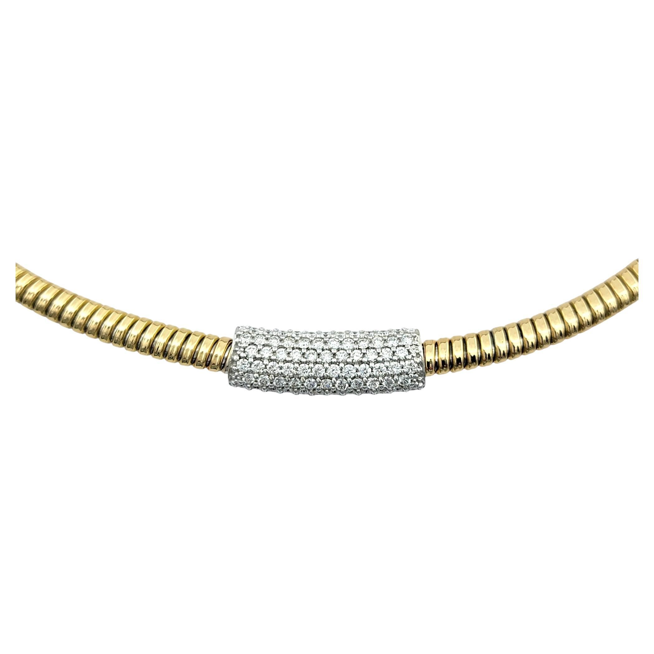 Taglio rotondo Collana a girocollo con diamanti Tessitore Diamond Tubogas Style con diamanti in oro 18 carati in vendita