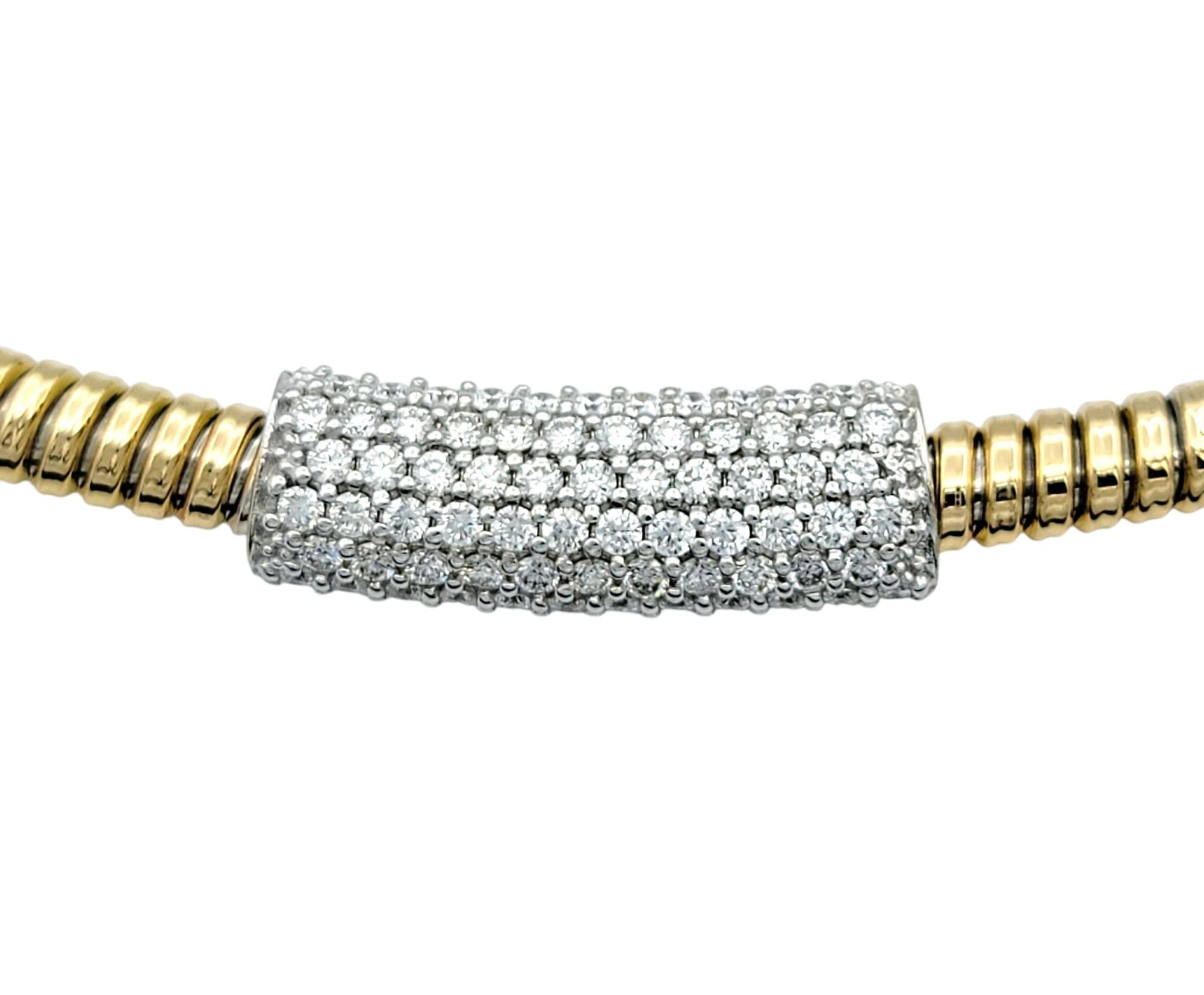 Collana a girocollo con diamanti Tessitore Diamond Tubogas Style con diamanti in oro 18 carati In condizioni buone in vendita a Scottsdale, AZ