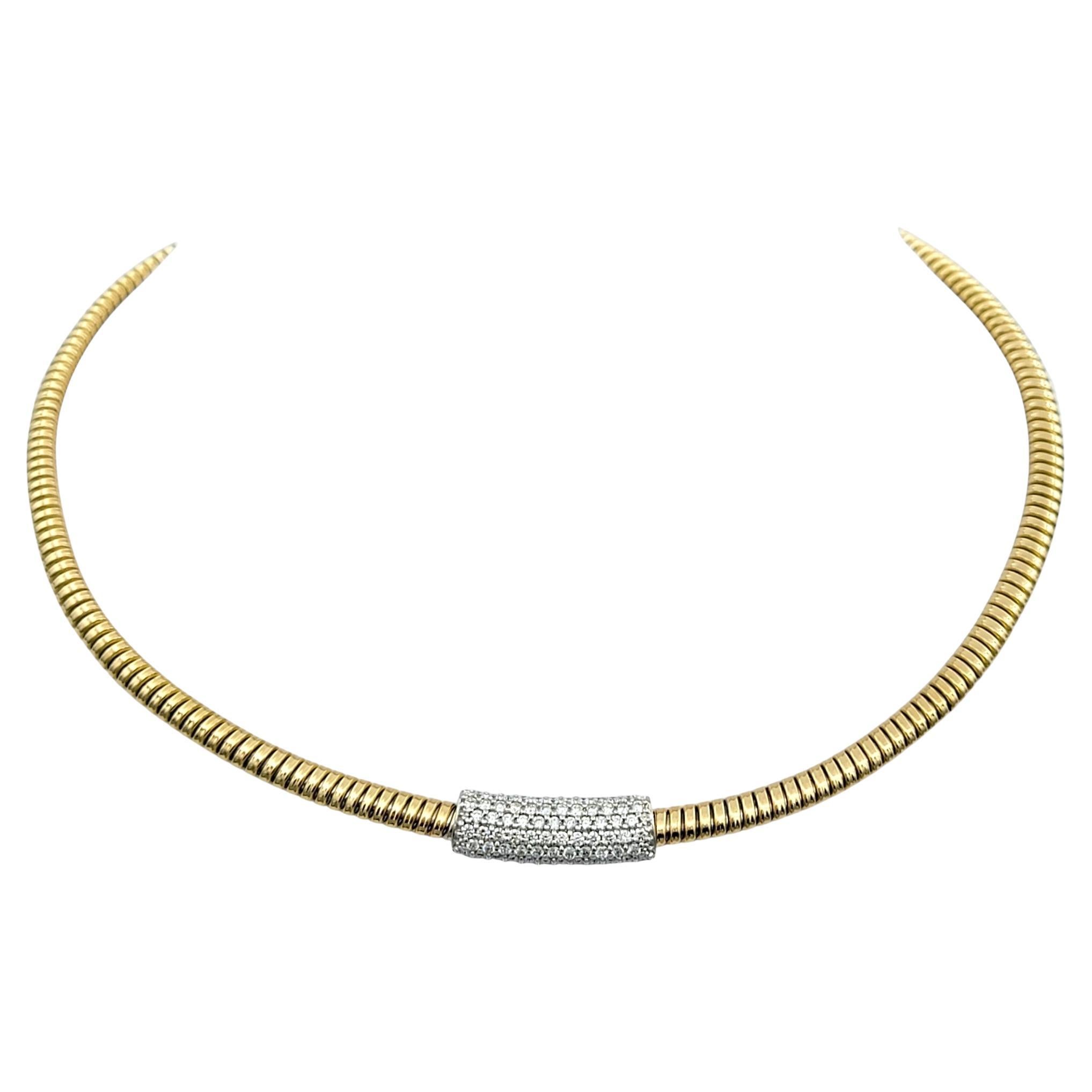 Tessitore Diamant-Halskette im Tubogas-Stil mit Diamanten aus 18 Karat Gold