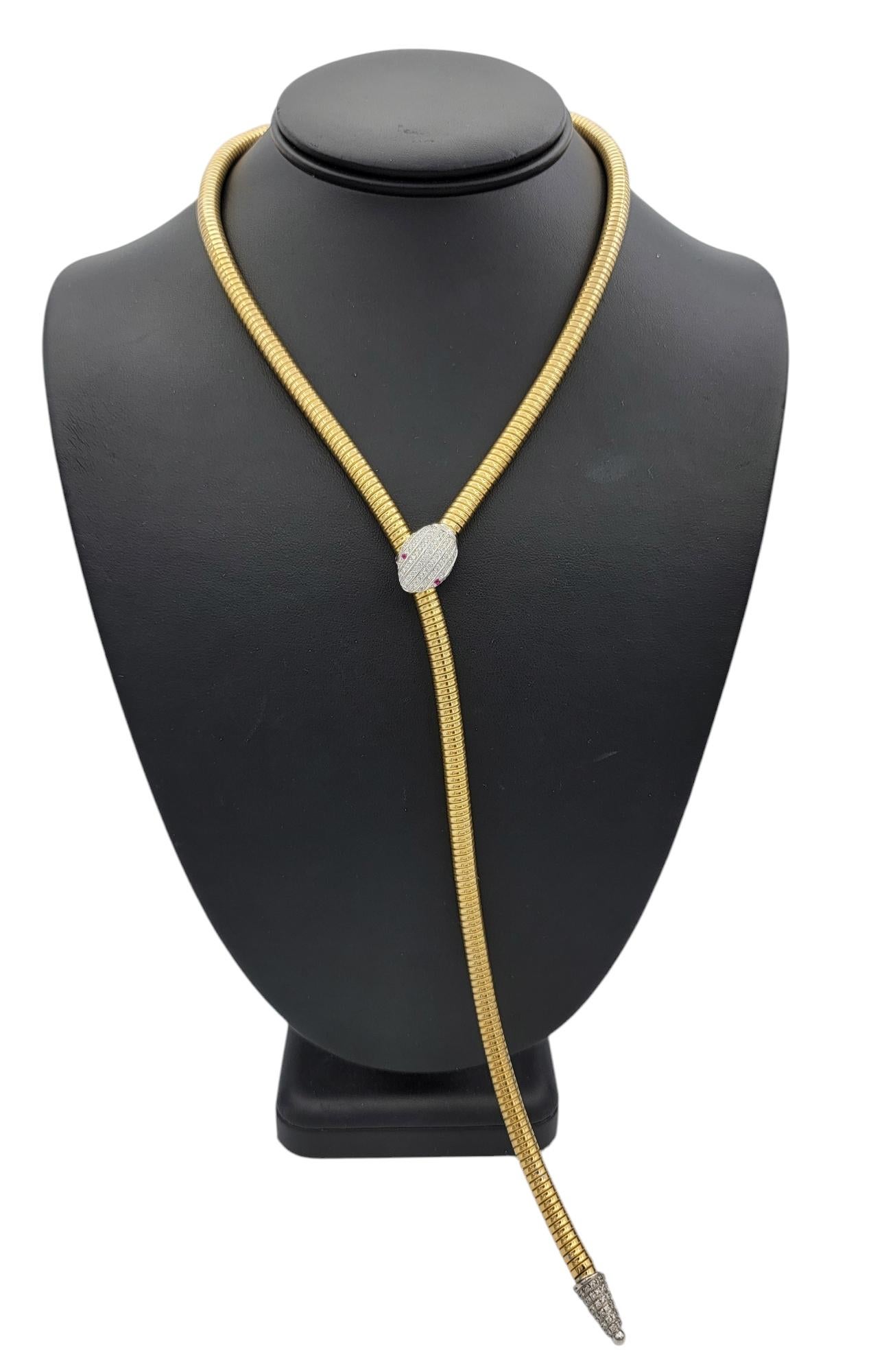 Tessitore Pavé-Diamant Schlange Tubogas Verstellbare Spirale Halskette aus 18 Karat Gold im Angebot 5