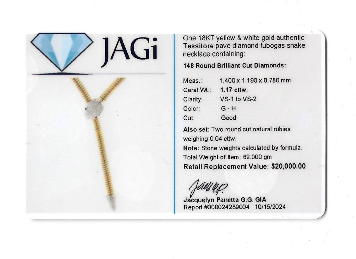 Tessitore Pavé-Diamant Schlange Tubogas Verstellbare Spirale Halskette aus 18 Karat Gold im Angebot 6