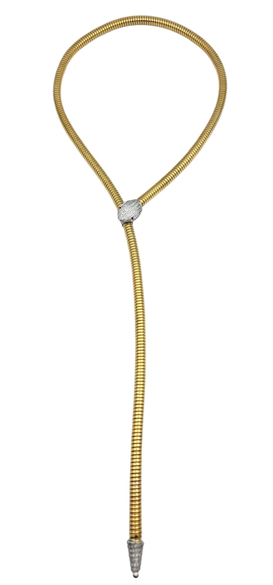 Tessitore Pavé-Diamant Schlange Tubogas Verstellbare Spirale Halskette aus 18 Karat Gold (Zeitgenössisch) im Angebot