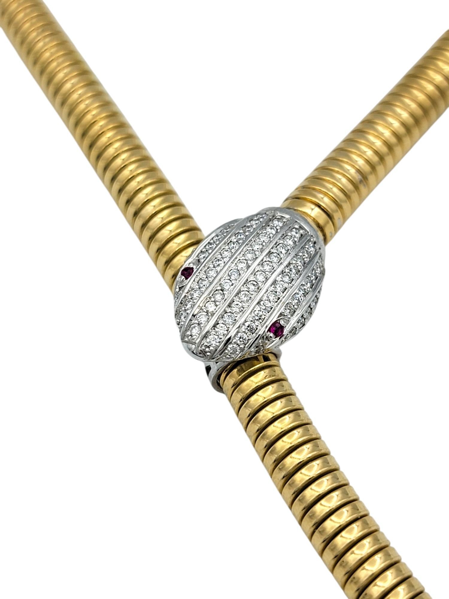 Tessitore Pavé-Diamant Schlange Tubogas Verstellbare Spirale Halskette aus 18 Karat Gold im Zustand „Gut“ im Angebot in Scottsdale, AZ