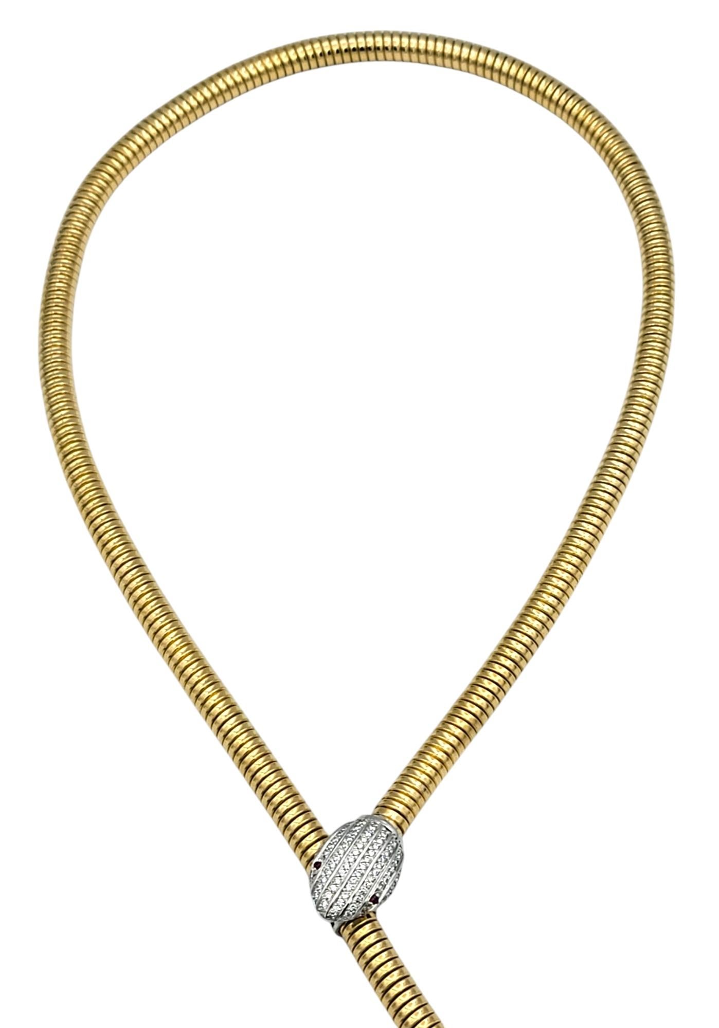 Tessitore Pavé-Diamant Schlange Tubogas Verstellbare Spirale Halskette aus 18 Karat Gold Damen im Angebot