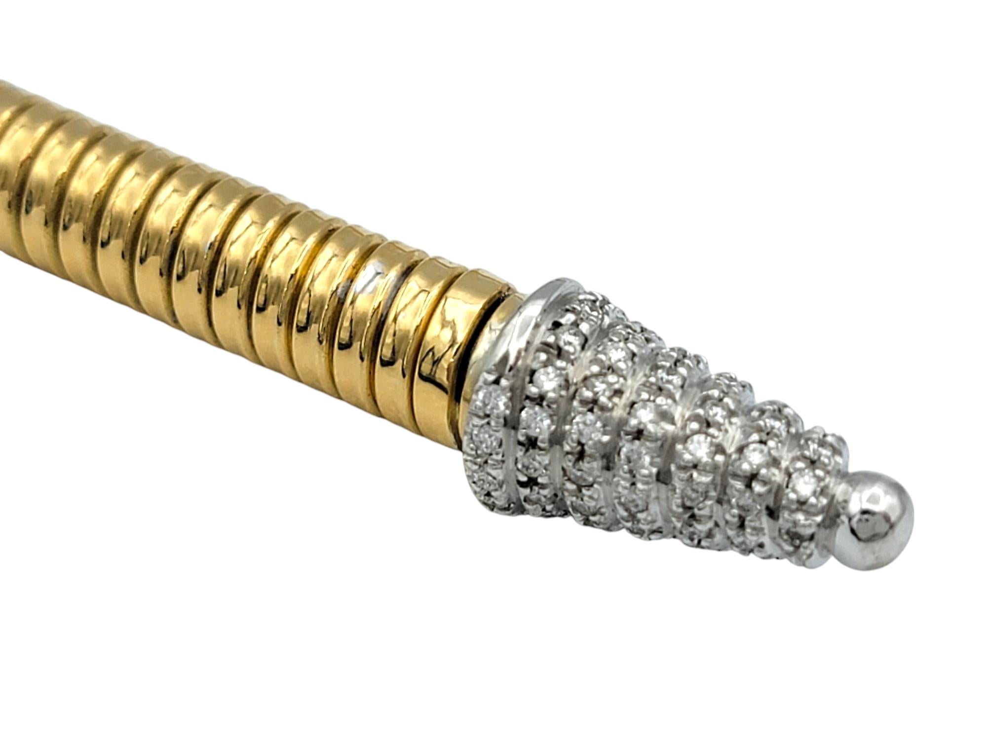 Tessitore Pavé-Diamant Schlange Tubogas Verstellbare Spirale Halskette aus 18 Karat Gold im Angebot 1