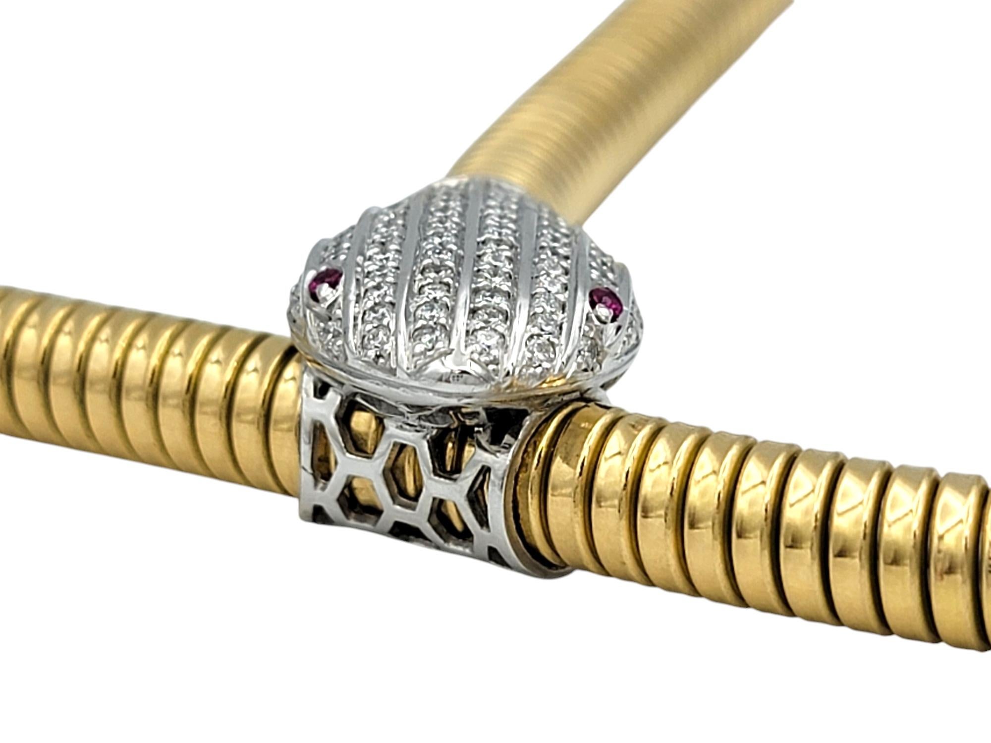 Tessitore Pavé-Diamant Schlange Tubogas Verstellbare Spirale Halskette aus 18 Karat Gold im Angebot 2