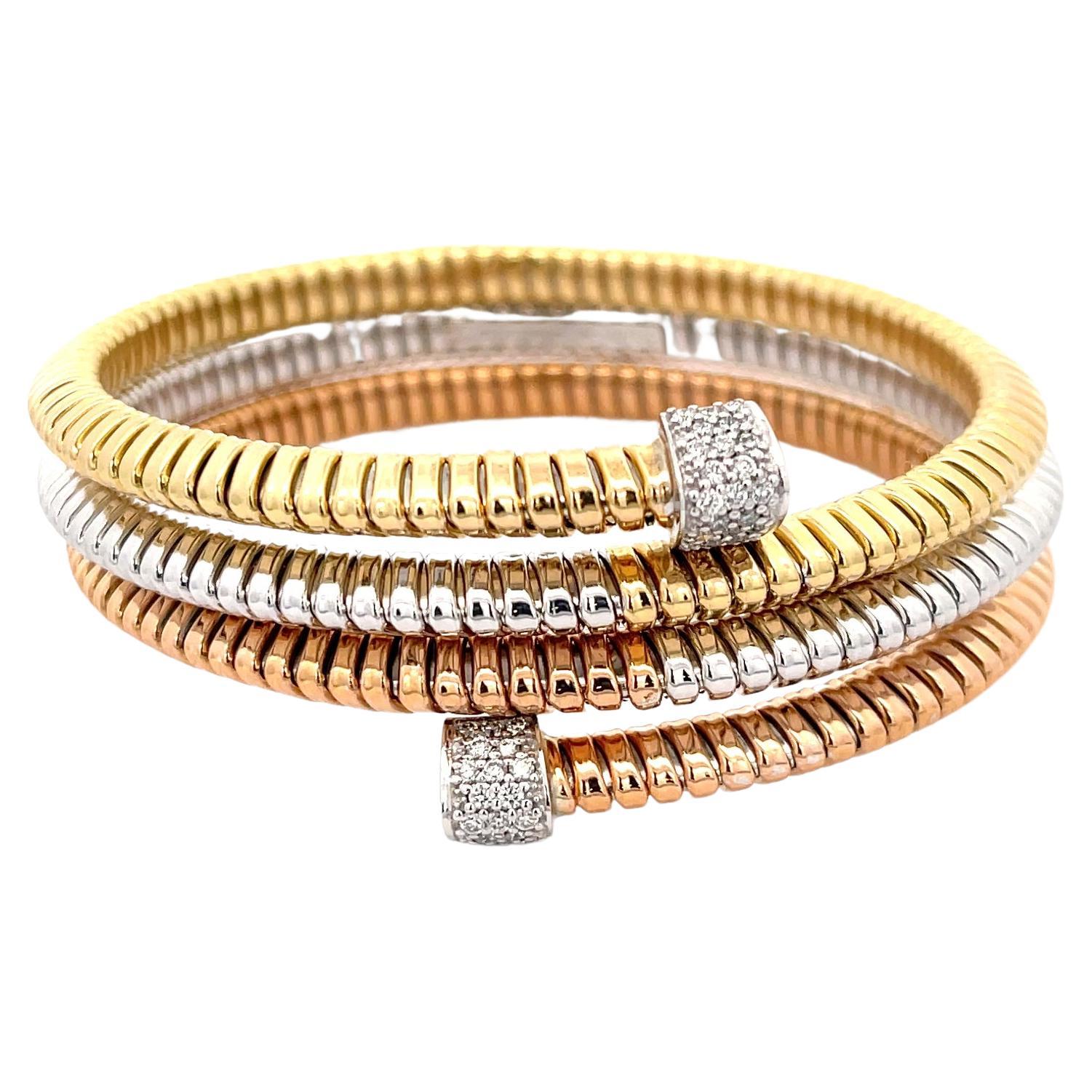 Tessitore Tri-Gold Cable Wrap Bracelet in 18K Gold For Sale