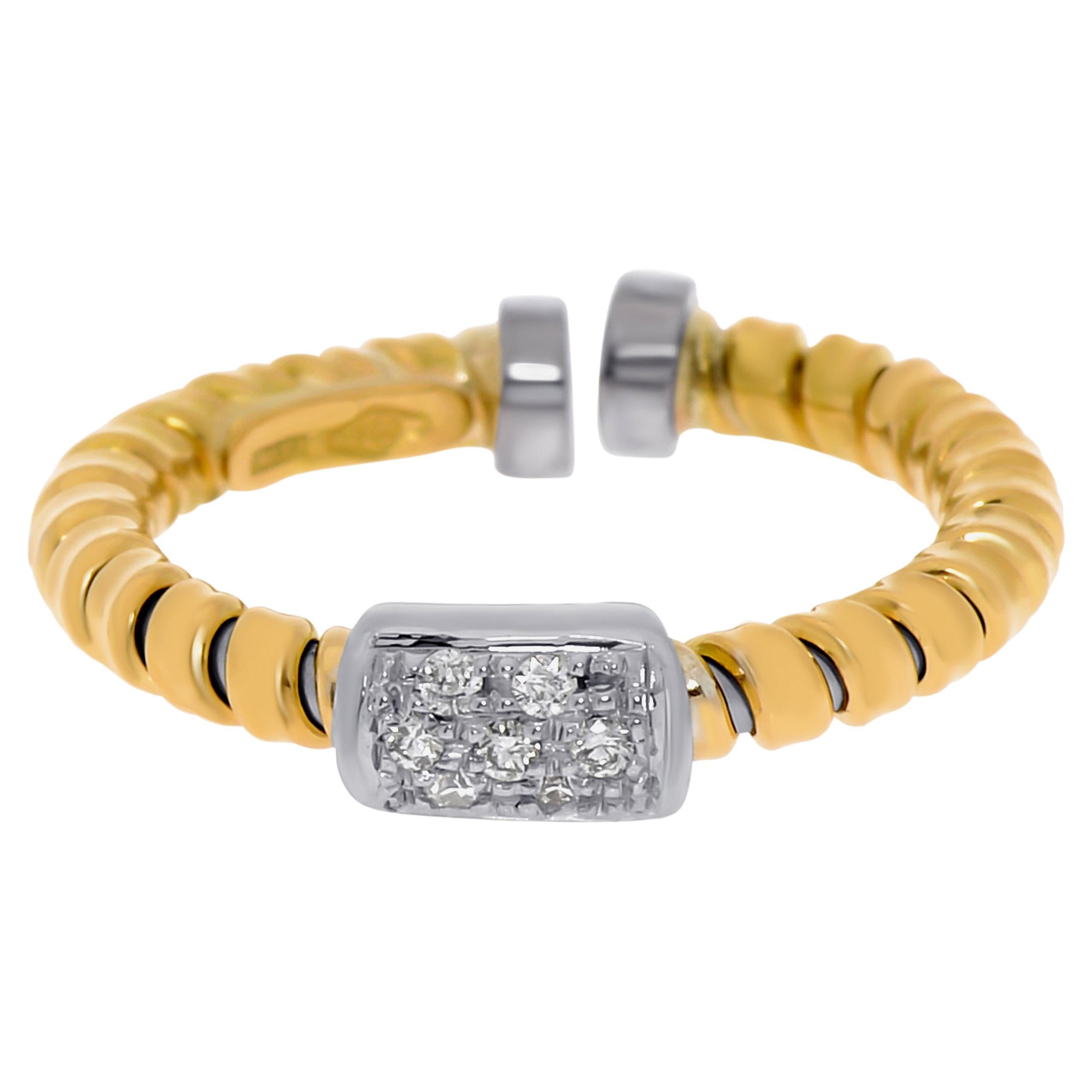 Tessitore Tubogas 18K Yellow Gold, Diamond Band Ring Sz. 5.5 For Sale
