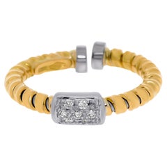 Tessitore Tubogas, bague à anneau en or jaune 18 carats et diamants, taille 5,5