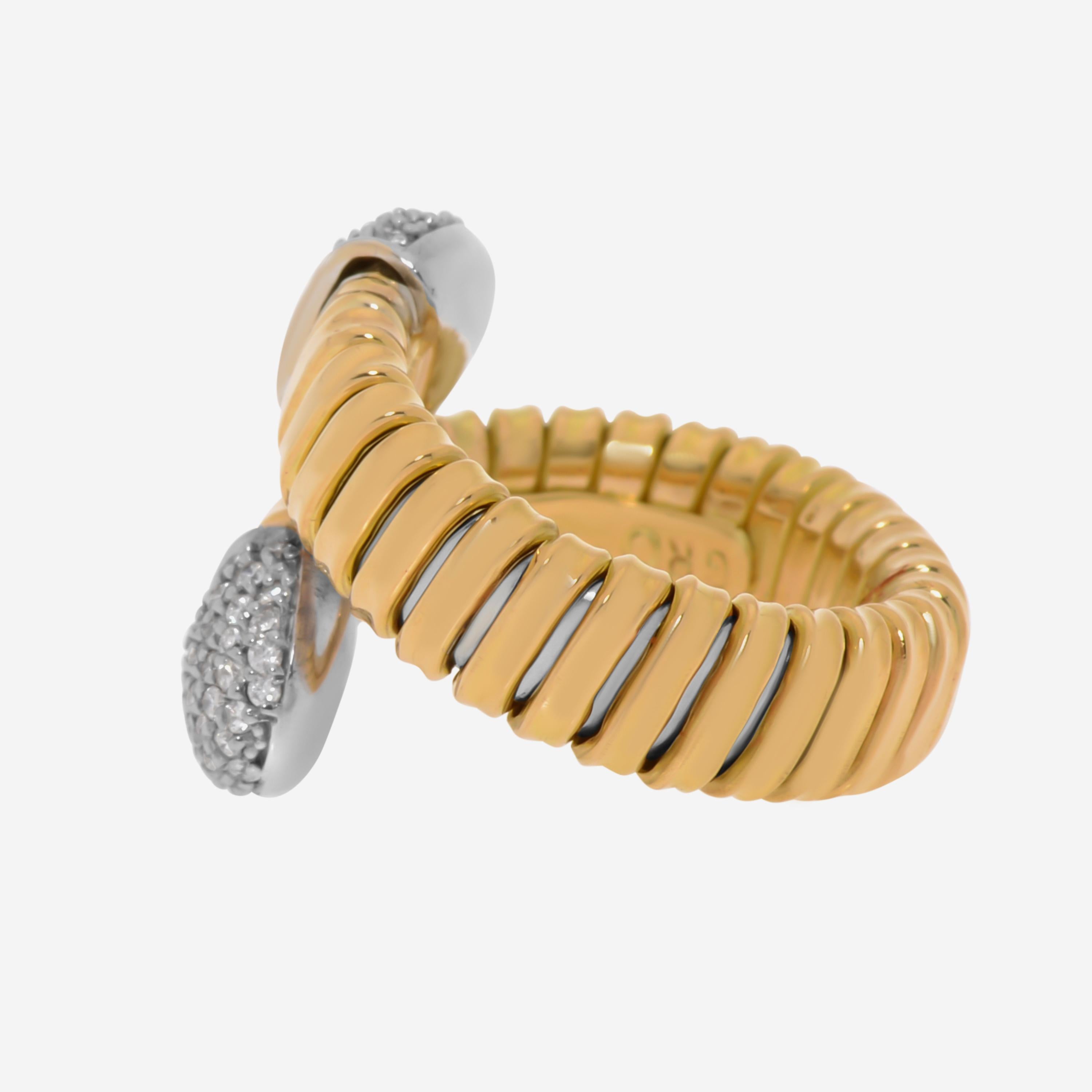 Contemporary Tessitore Tubogas 18K Yellow Gold, Diamond Flexible Ring Sz. 5 For Sale