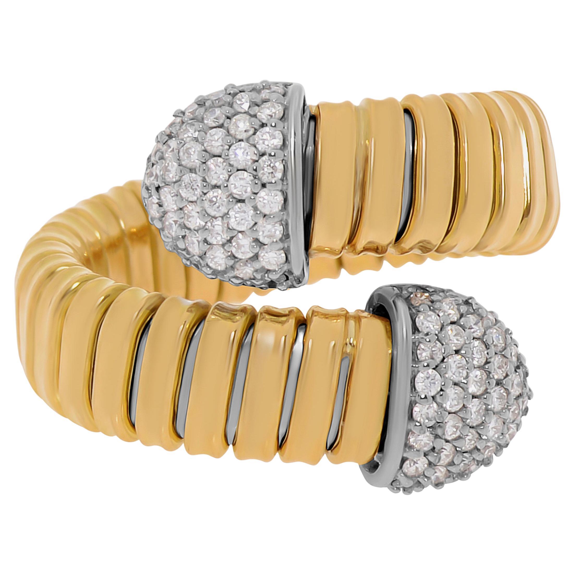 Tessitore Tubogas Bague souple en or jaune 18 carats et diamants Taille 5