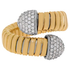 Tessitore Tubogas Bague souple en or jaune 18 carats et diamants Taille 5