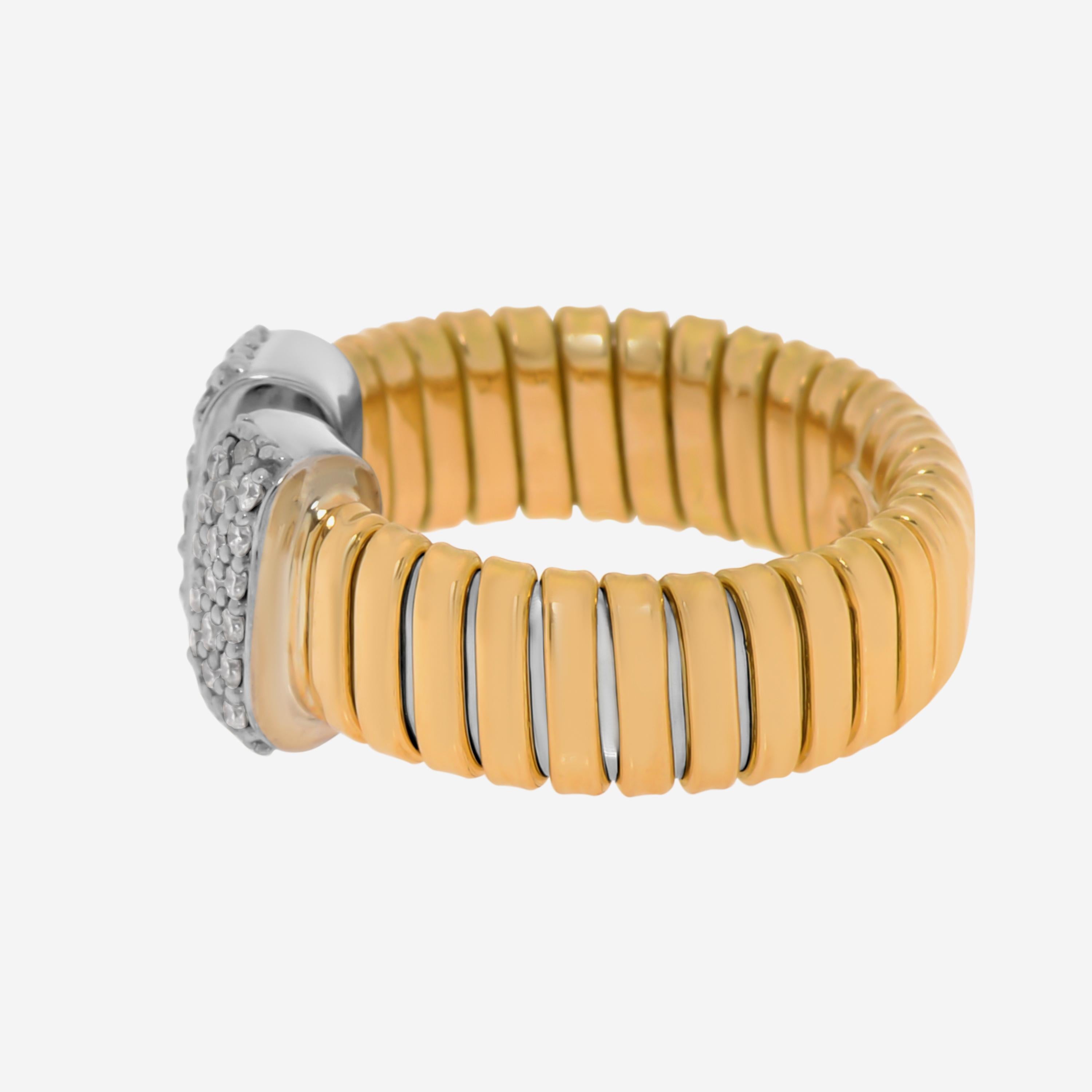 Contemporary Tessitore Tubogas 18K Yellow Gold, Diamond Flexible Ring Sz. 6 For Sale