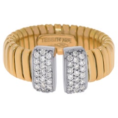 Tessitore Tubogas Bague souple en or jaune 18 carats et diamants Taille 6