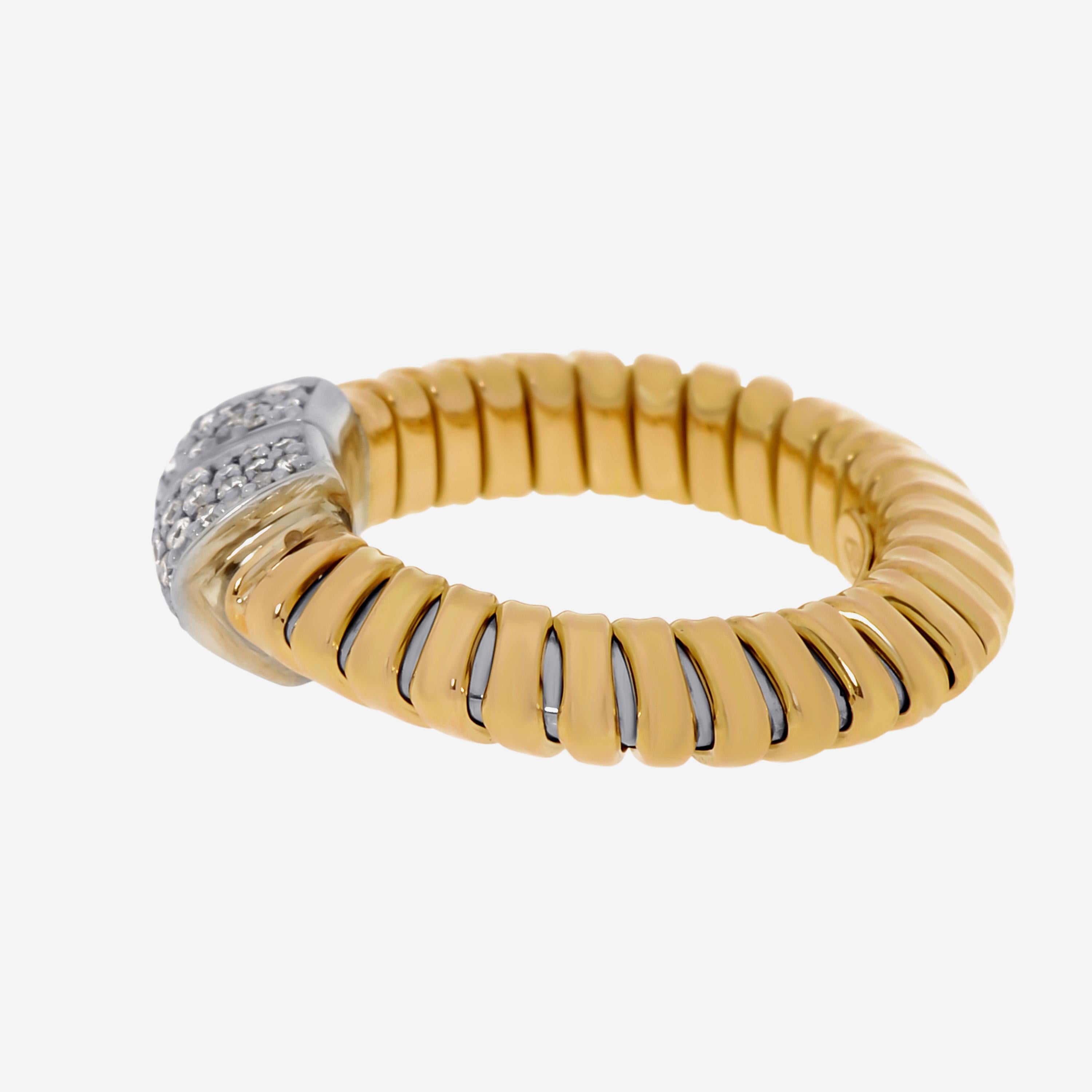 Contemporary Tessitore Tubogas 18K Yellow Gold, Diamond Flexible Ring Sz. 6.25 For Sale