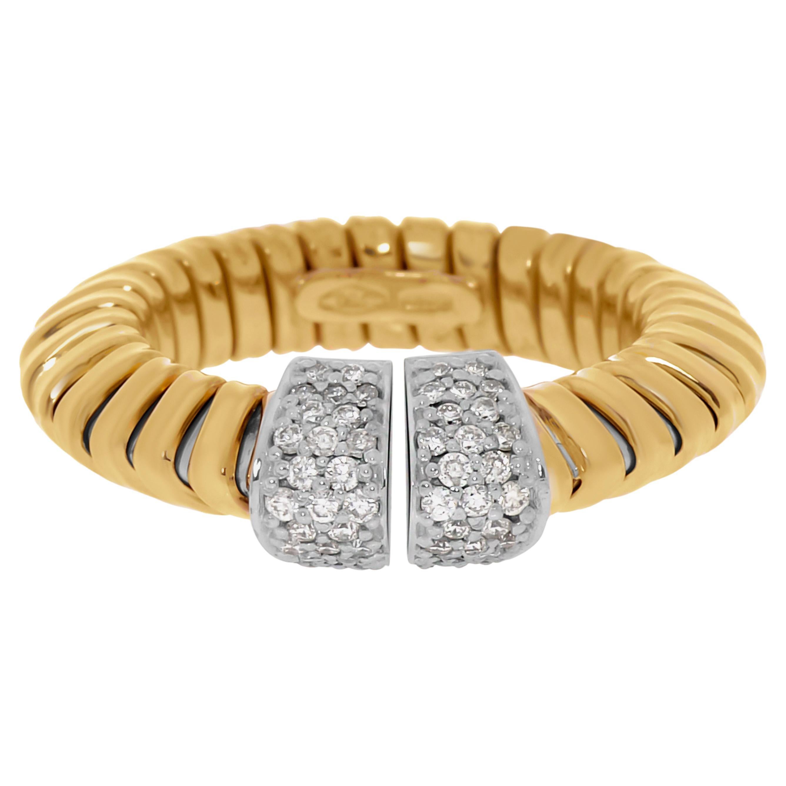 Tessitore Tubogas 18K Yellow Gold, Diamond Flexible Ring Sz. 6.25 For Sale