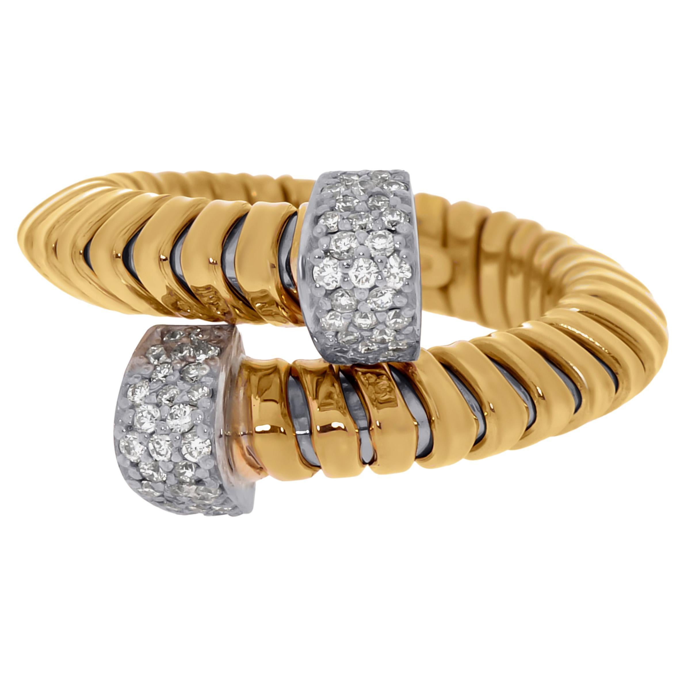 Tessitore Tubogas Flexibler Ring aus 18 Karat Gelbgold mit Diamanten Gr. 6,5 im Angebot