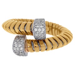 Tessitore Tubogas Flexibler Ring aus 18 Karat Gelbgold mit Diamanten Gr. 6,5
