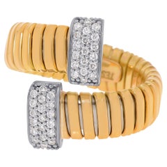 Tessitore Tubogas Bague souple en or jaune 18 carats et diamants Taille 7