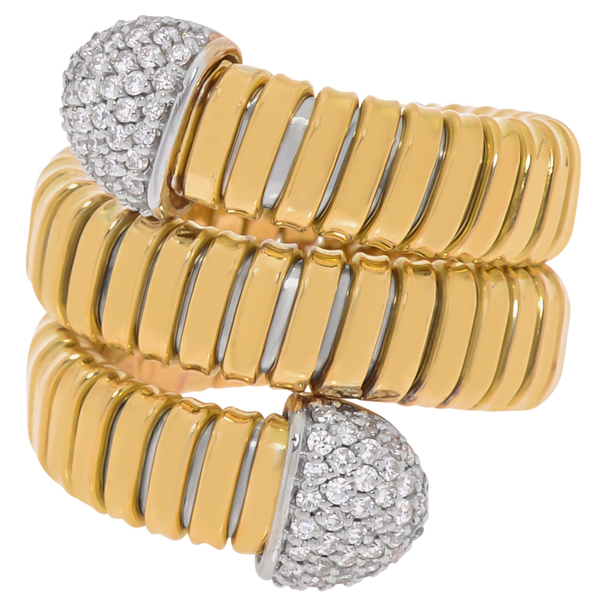Tessitore Tubogas 18K Yellow Gold, Diamond Wrap Ring Sz. 5