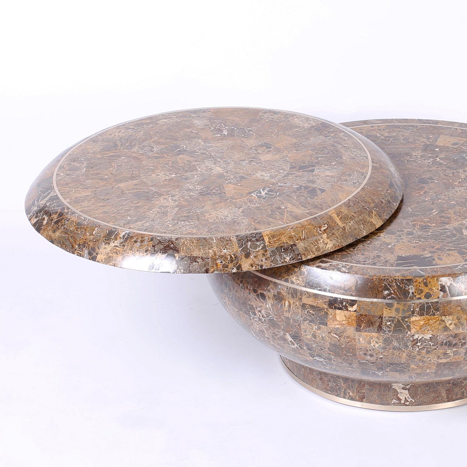 Laminated Tesslated Round Coffee or Cocktail Table