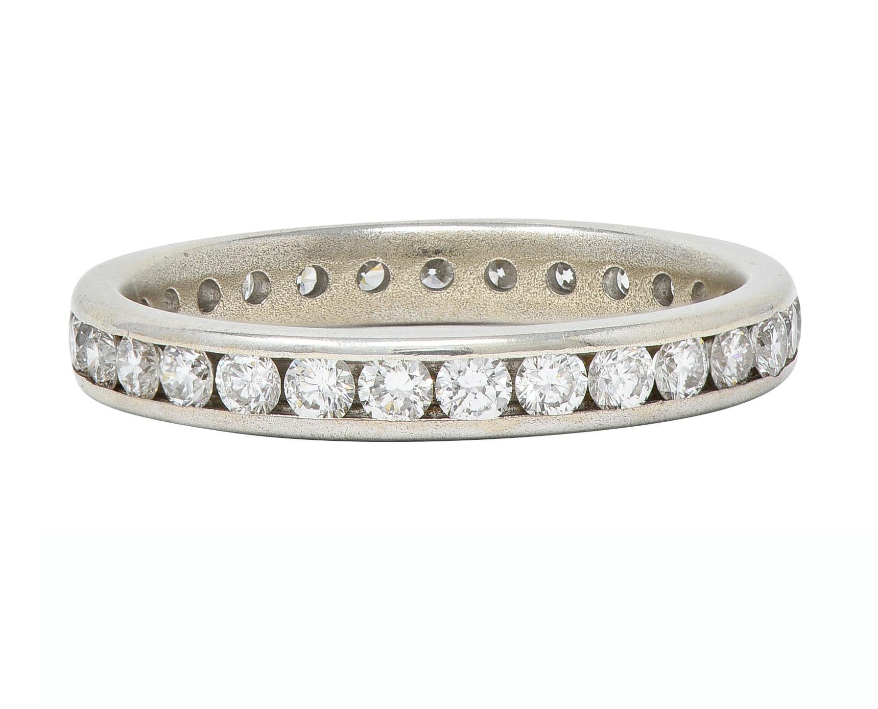 Women's or Men's Tessler & Weiss Mid-Century 1.45 CTW Diamond 14 Karat White Gold Band Ring For Sale