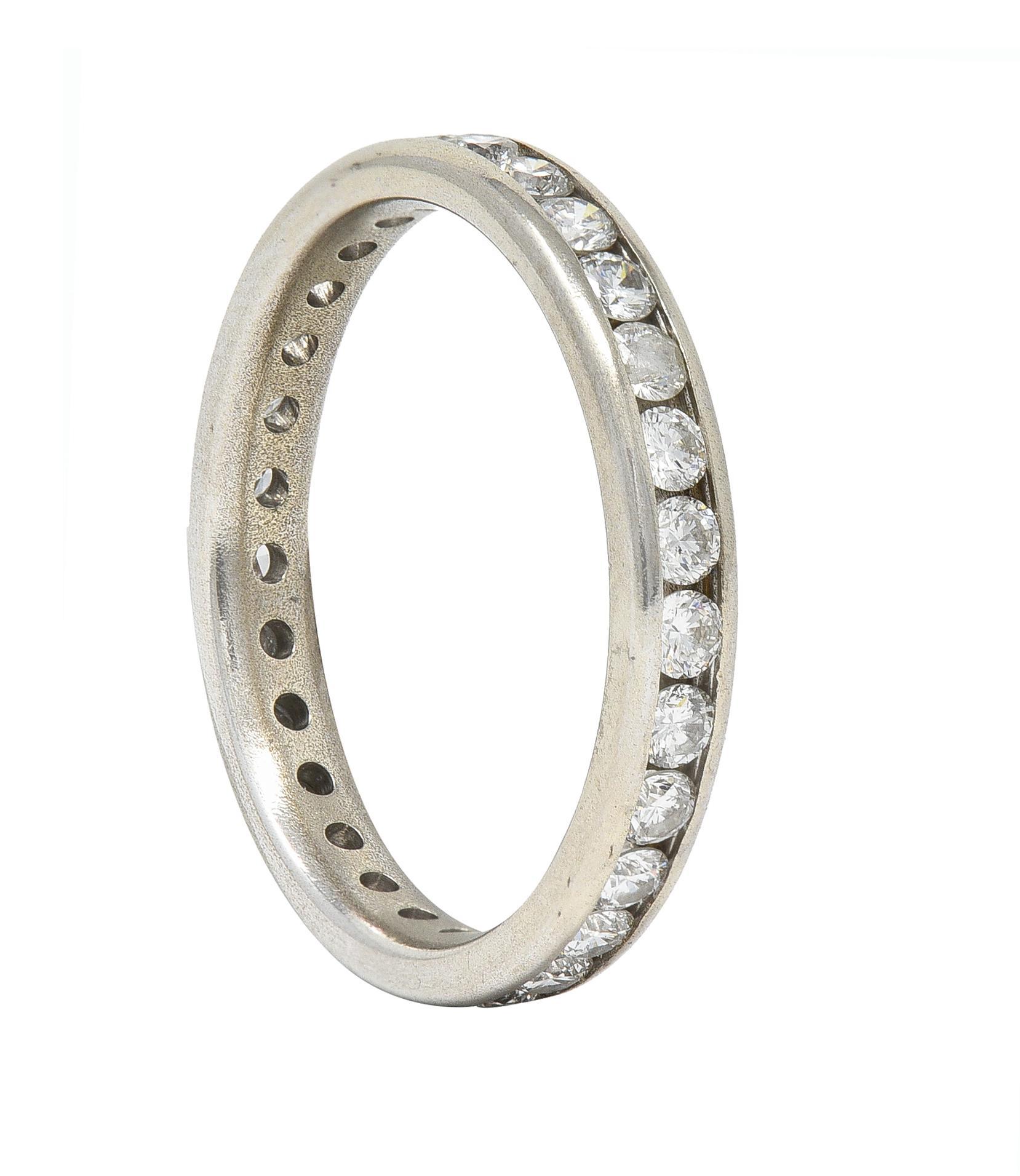 Tessler & Weiss Mid-Century 1.45 CTW Diamond 14 Karat White Gold Band Ring For Sale 1