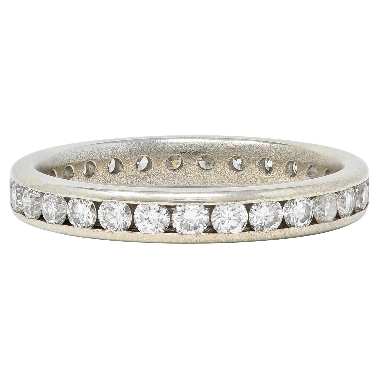 Tessler & Weiss Mid-Century 1.45 CTW Diamond 14 Karat White Gold Band Ring For Sale