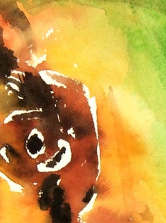 Abstract Watercolor - The Scream Green Figure