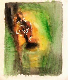Abstract Watercolor - The Scream Green Figure